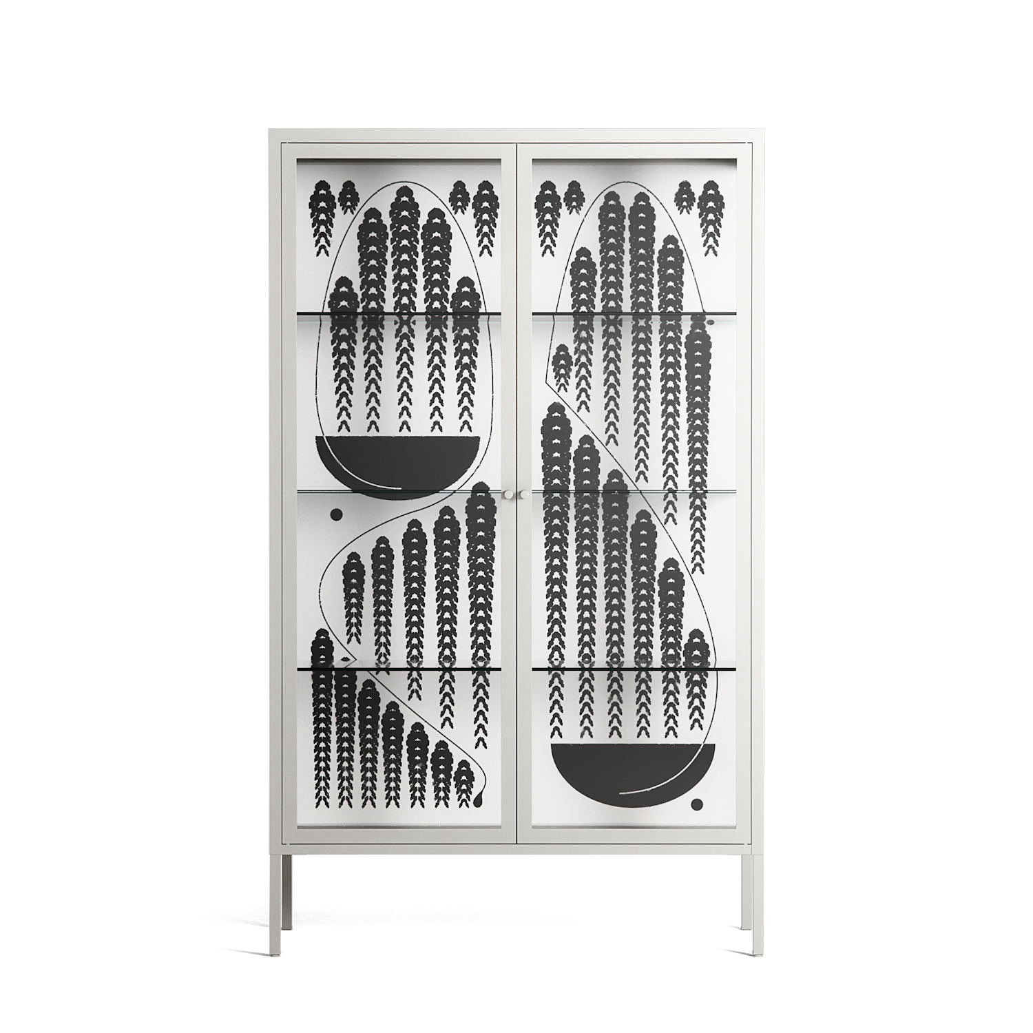 Black Fern - Cabinet - Konrad Blaszczyk - Chalk - Clear glass