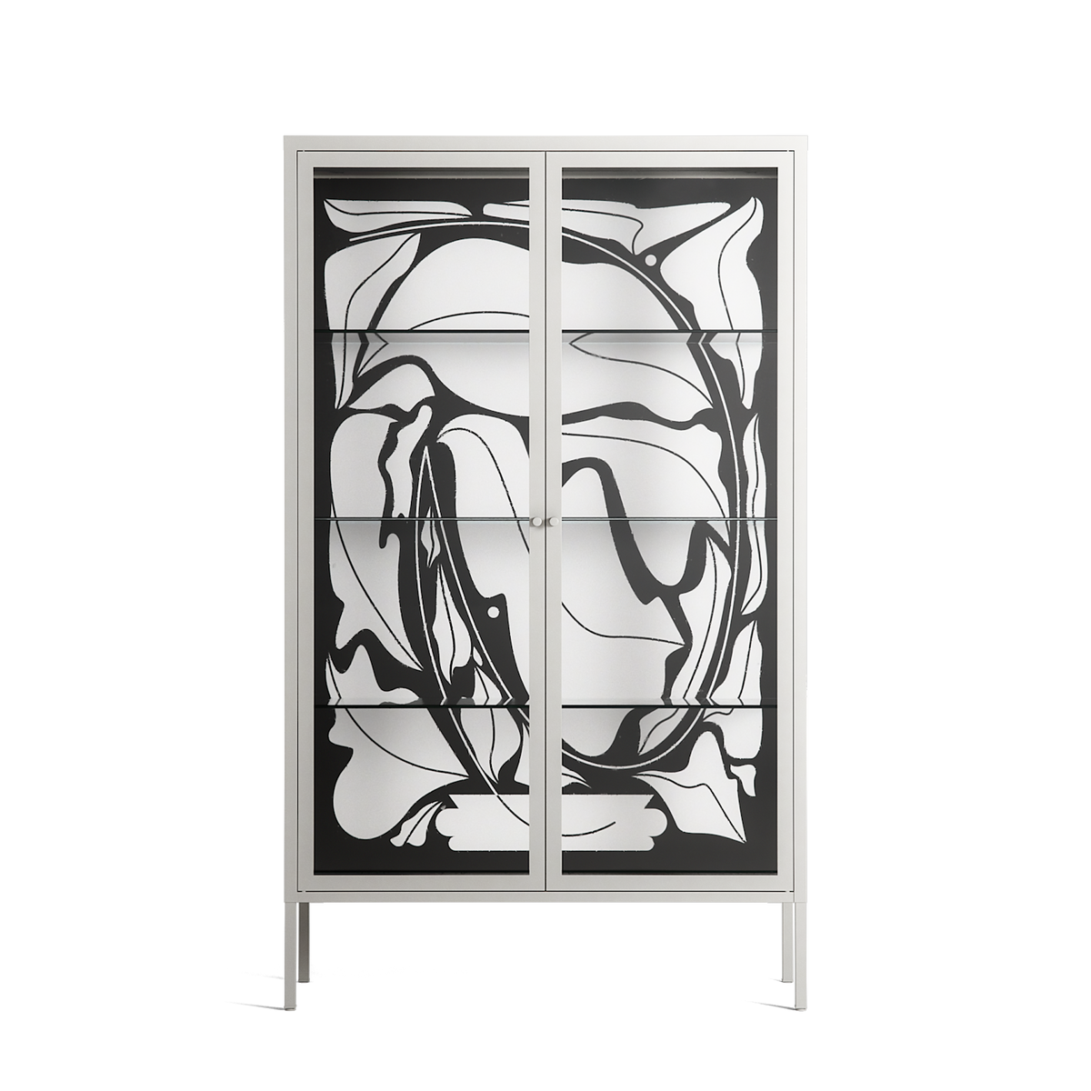 White Potted Plant - Cabinet - Konrad Blaszczyk - Chalk - Clear glass