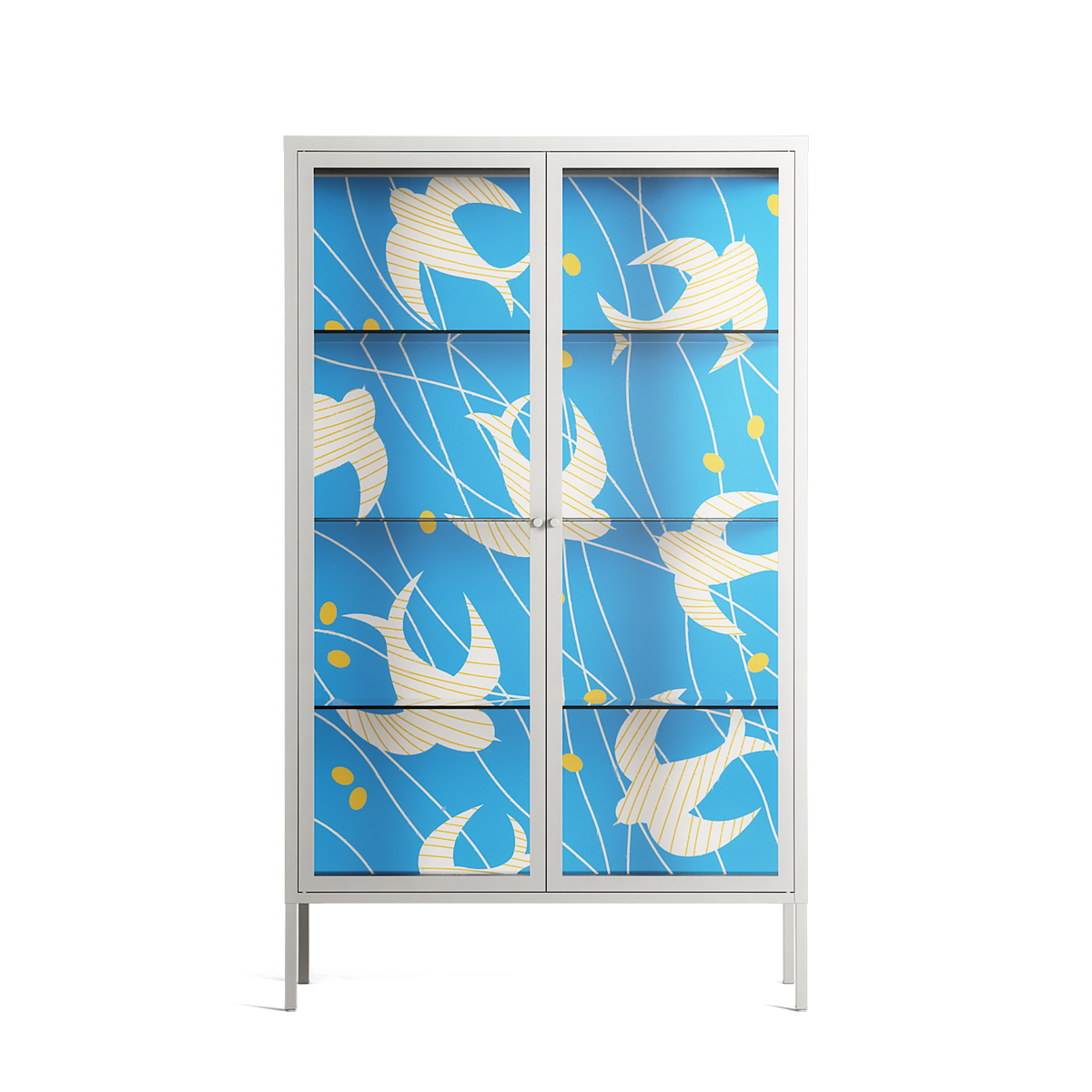 Birds B - Cabinet - Heather Zhou - Chalk - Clear glass