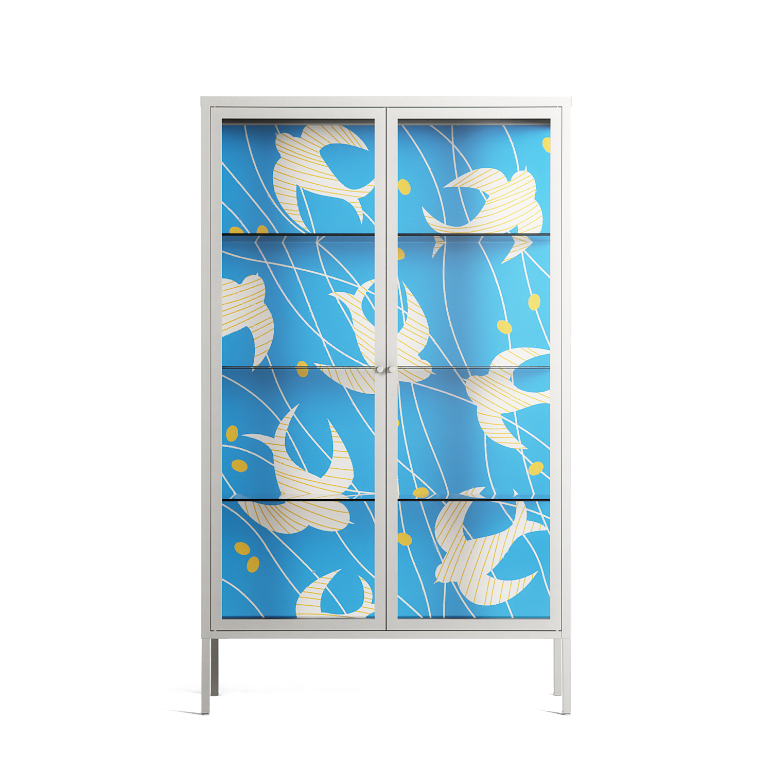 Birds B - Cabinet - Heather Zhou - Chalk - Clear glass