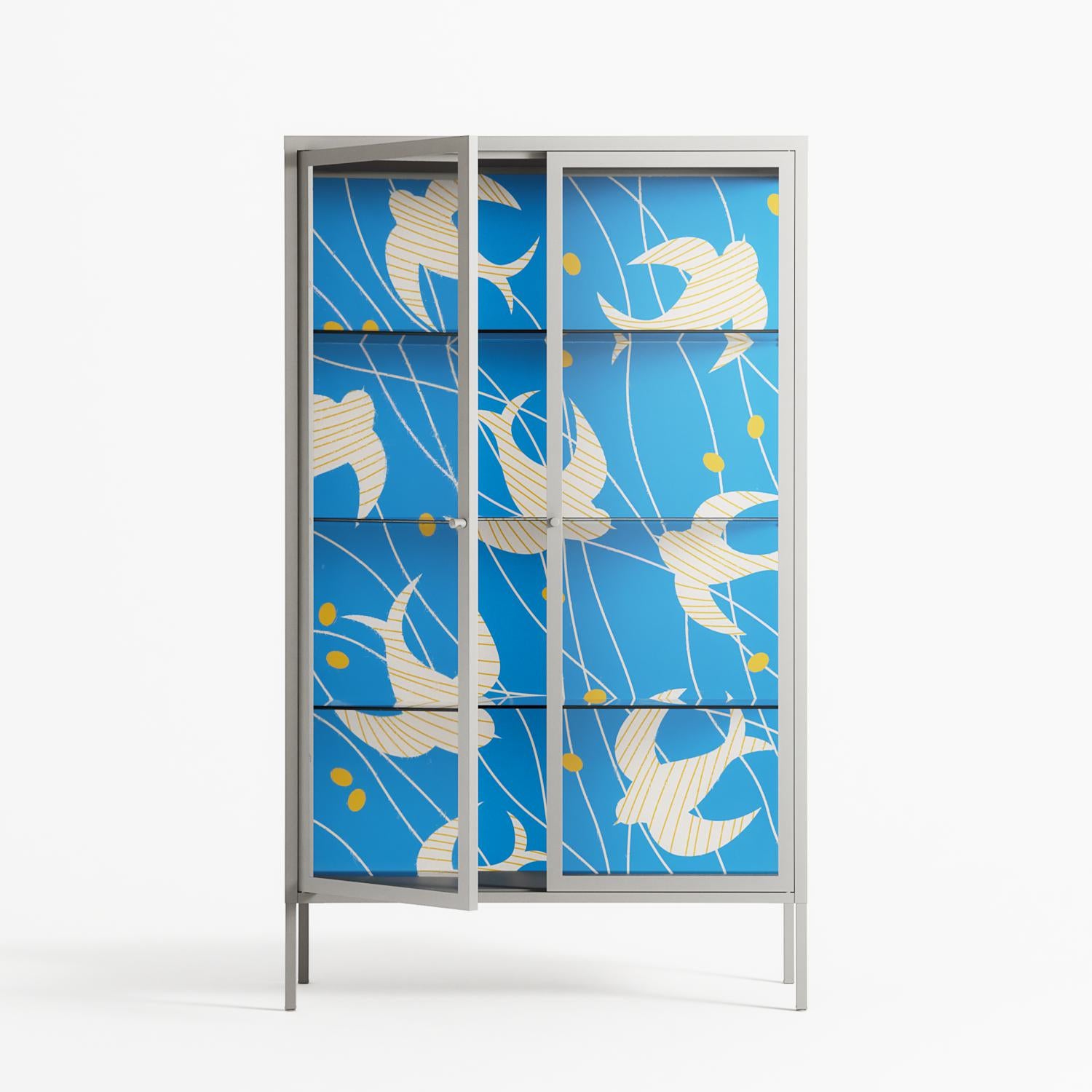 Birds B - Cabinet - Heather Zhou - Chalk - Clear glass
