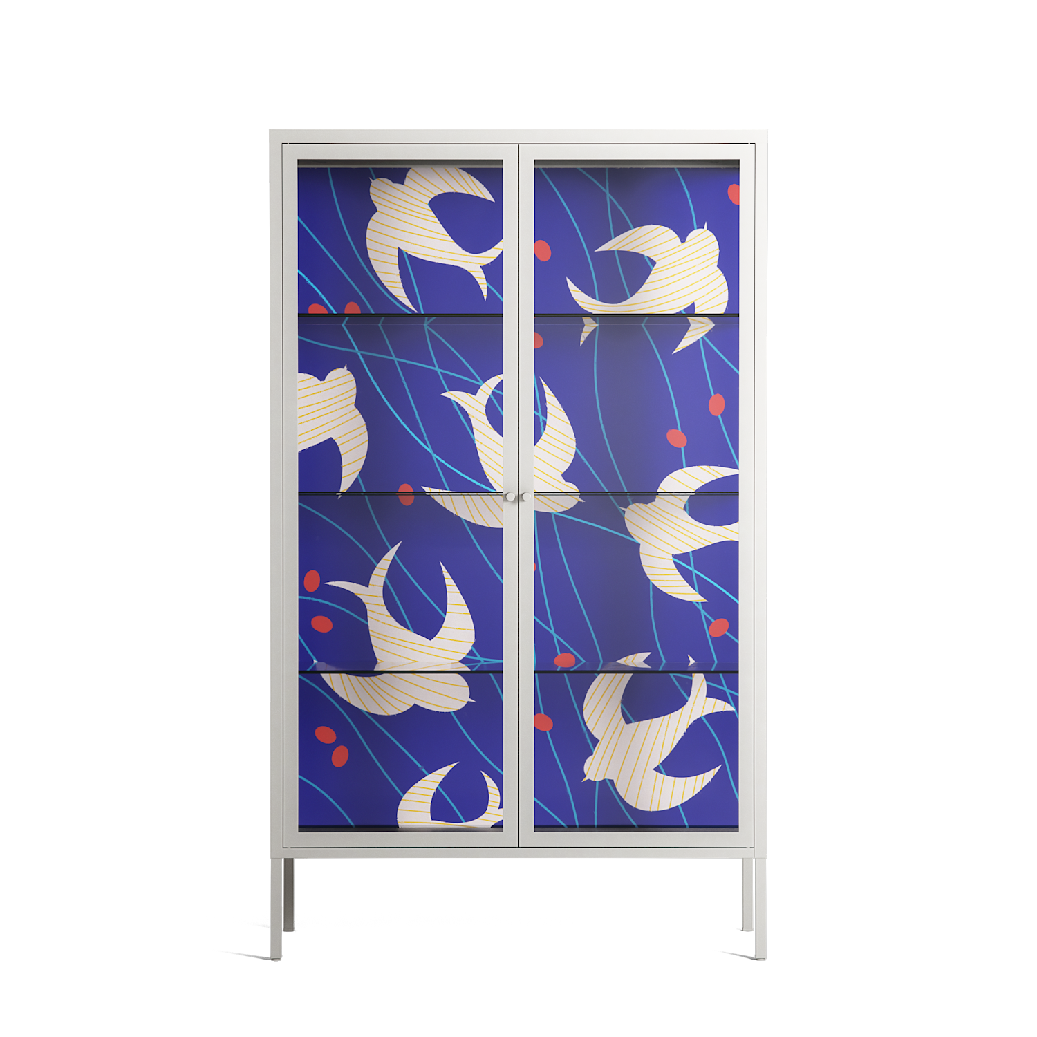 Birds A - Cabinet - Heather Zhou - Chalk - Clear glass