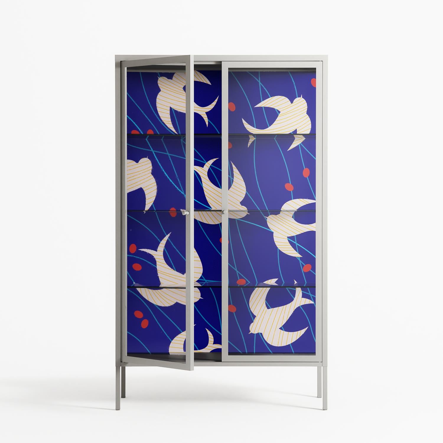Birds A - Cabinet - Heather Zhou - Chalk - Clear glass