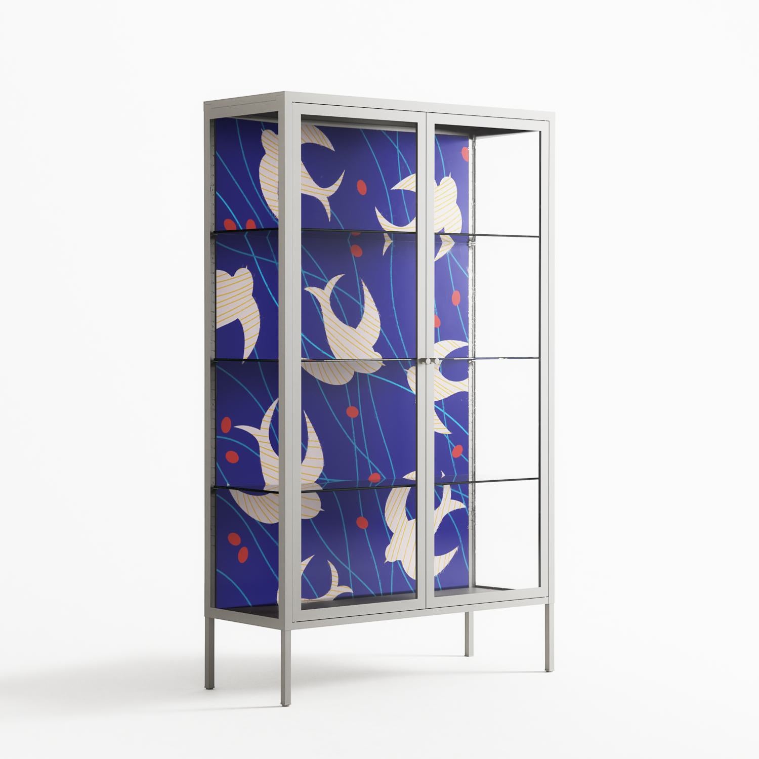 Birds A - Cabinet - Heather Zhou - Chalk - Clear glass