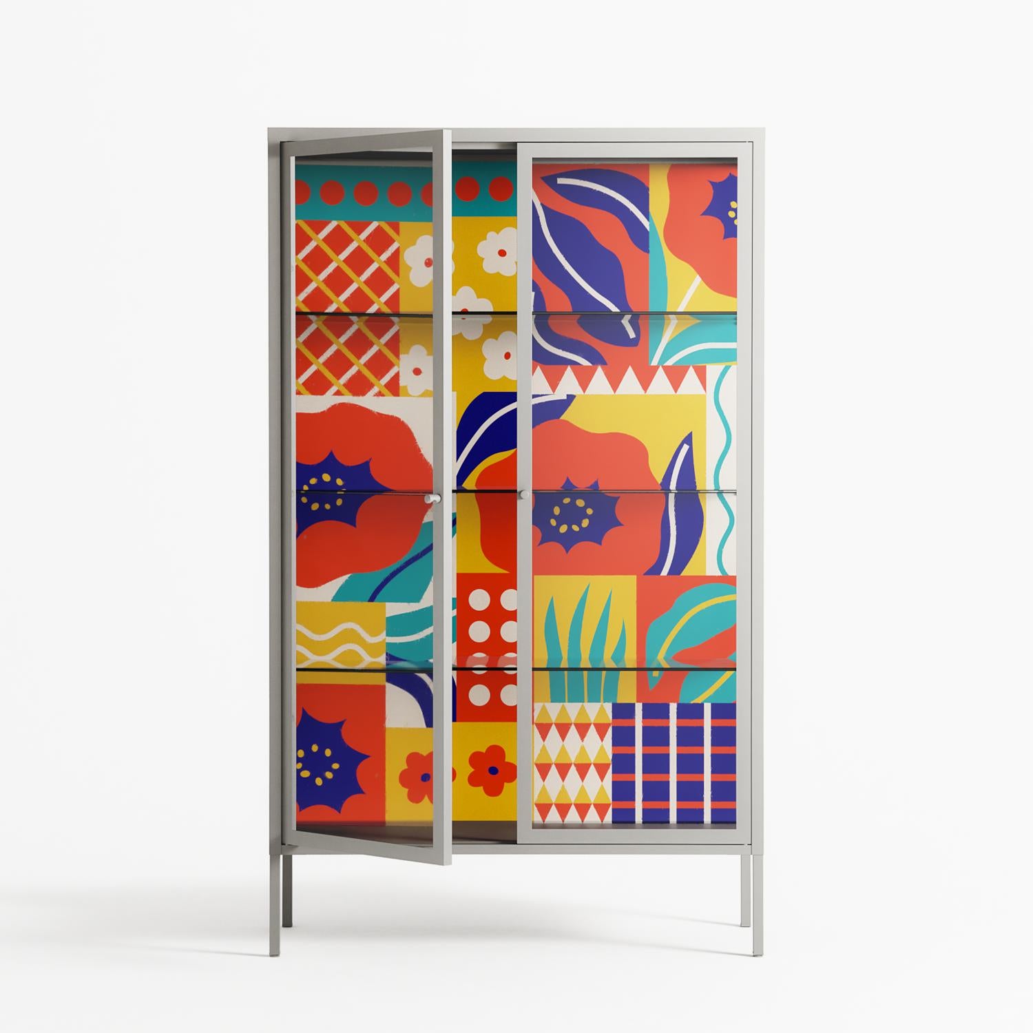 Flower A - Cabinet - Heather Zhou - Chalk - Clear glass