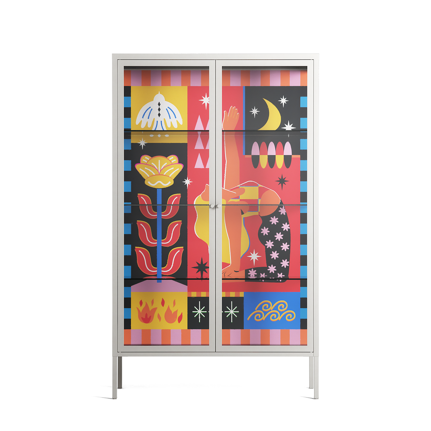 Rise - Cabinet - Heather Zhou - Chalk - Clear glass