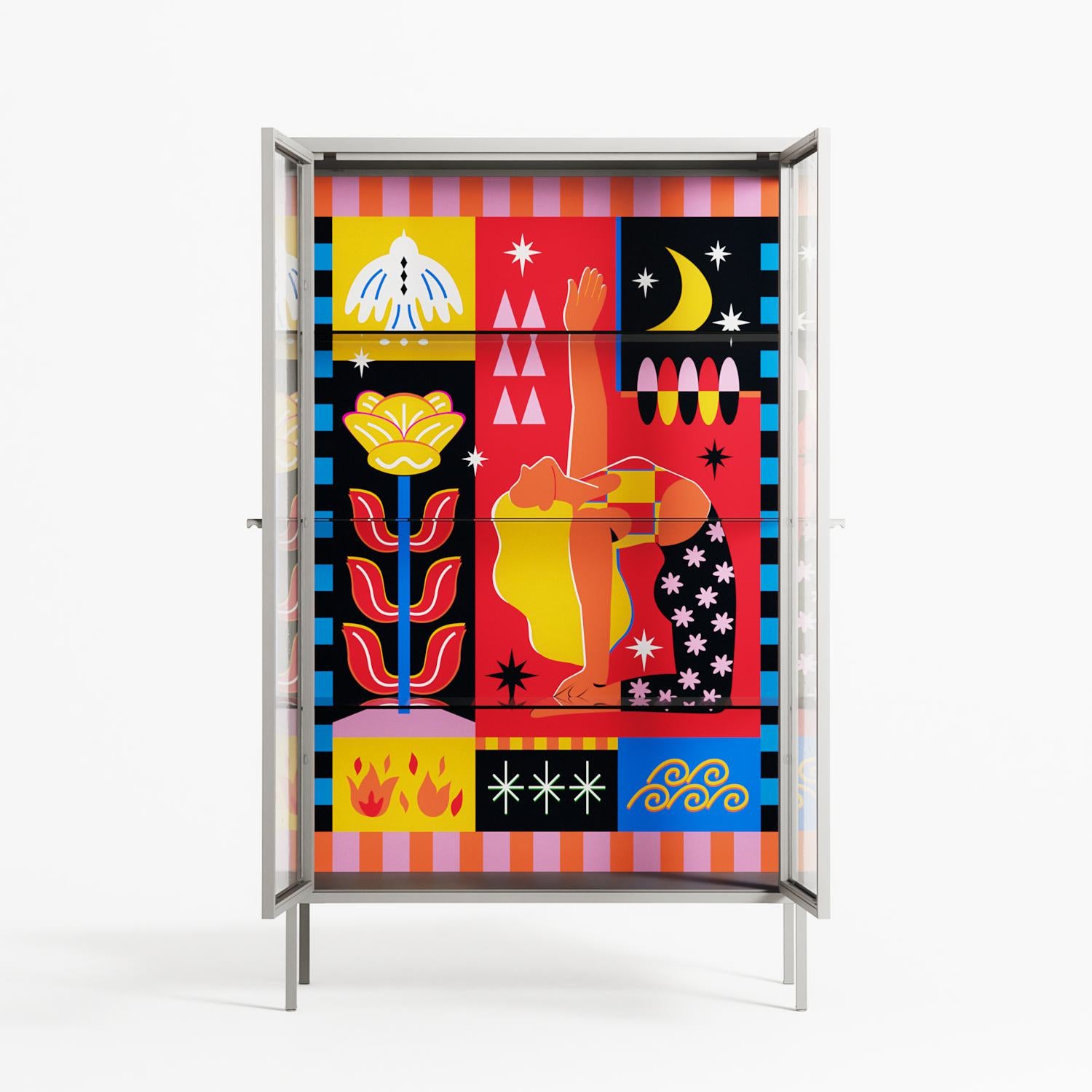 Rise - Cabinet - Heather Zhou - Chalk - Clear glass