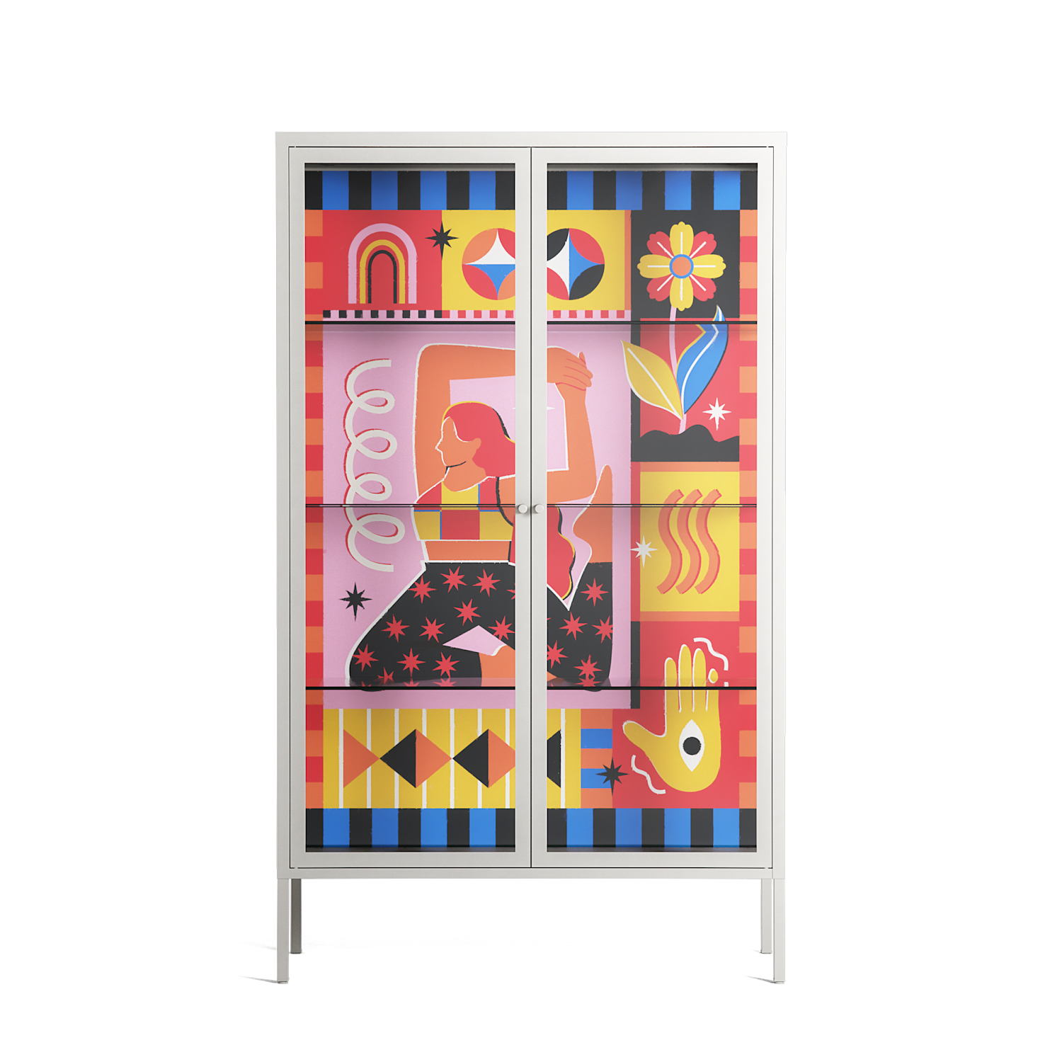 Yoga - Cabinet - Heather Zhou - Chalk - Clear glass