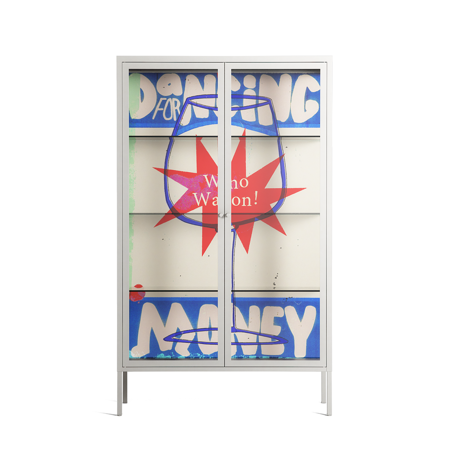 Wino Wagon - Cabinet - Ciara Wade - Chalk - Clear glass