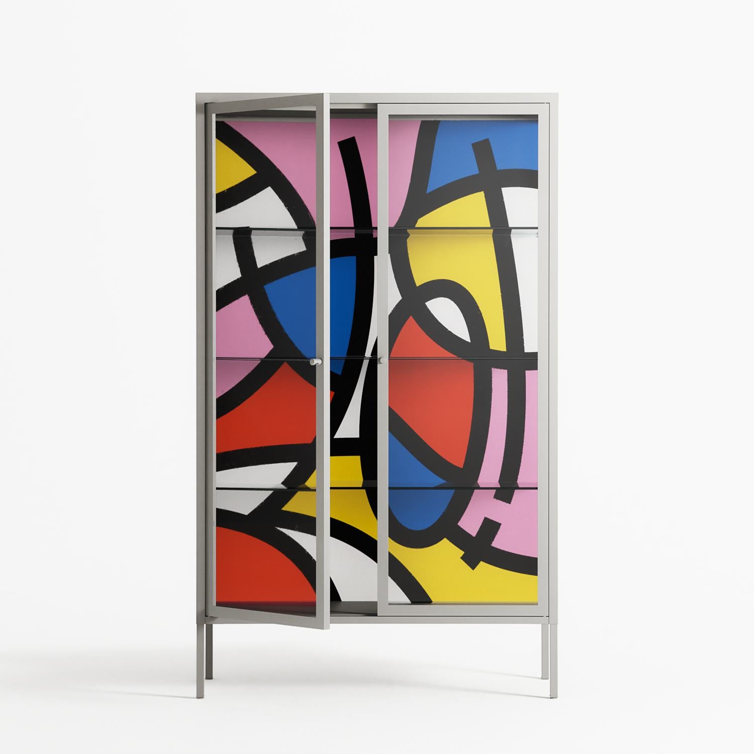Yo - Cabinet - Vratislav Pecka - Chalk - Clear glass