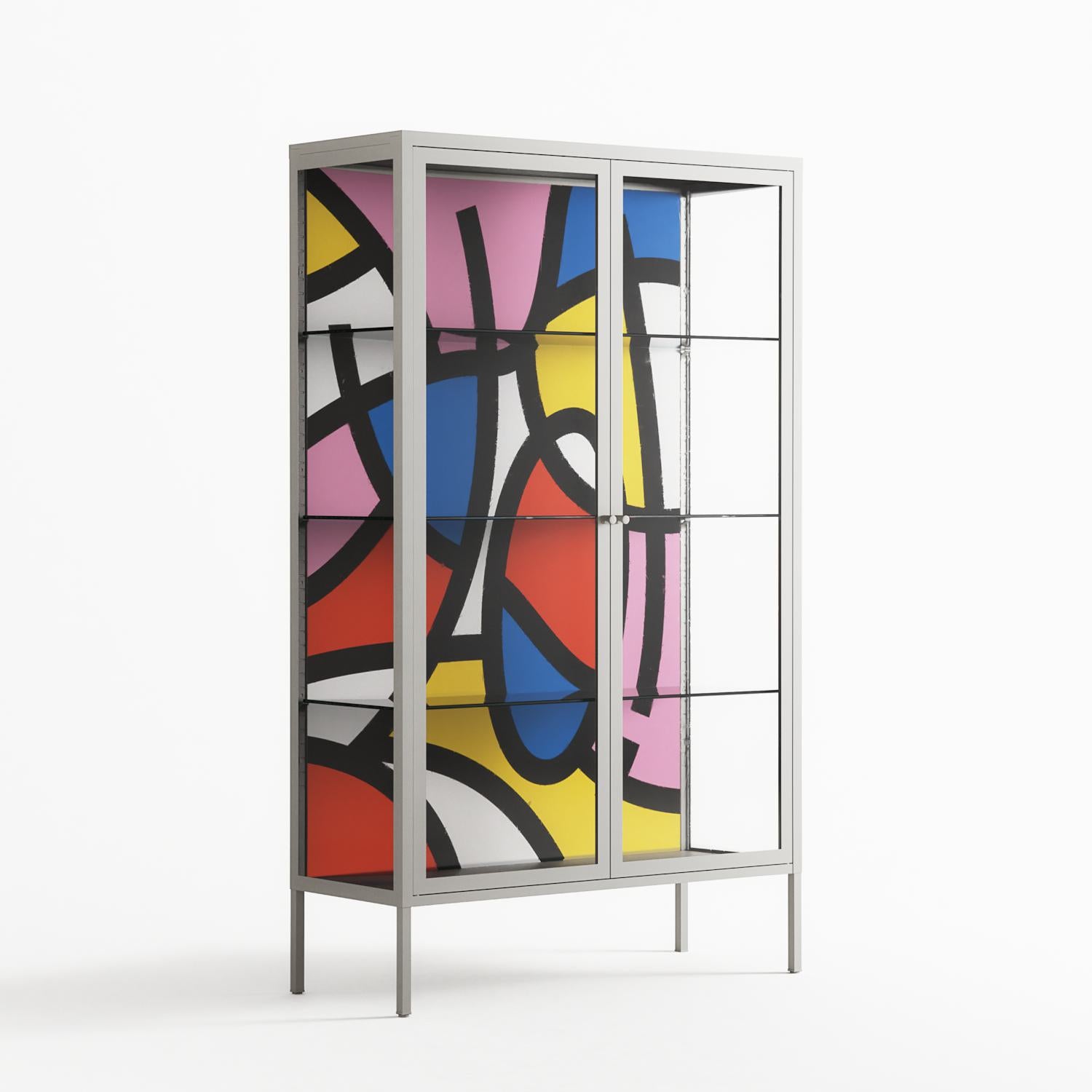 Yo - Cabinet - Vratislav Pecka - Chalk - Clear glass
