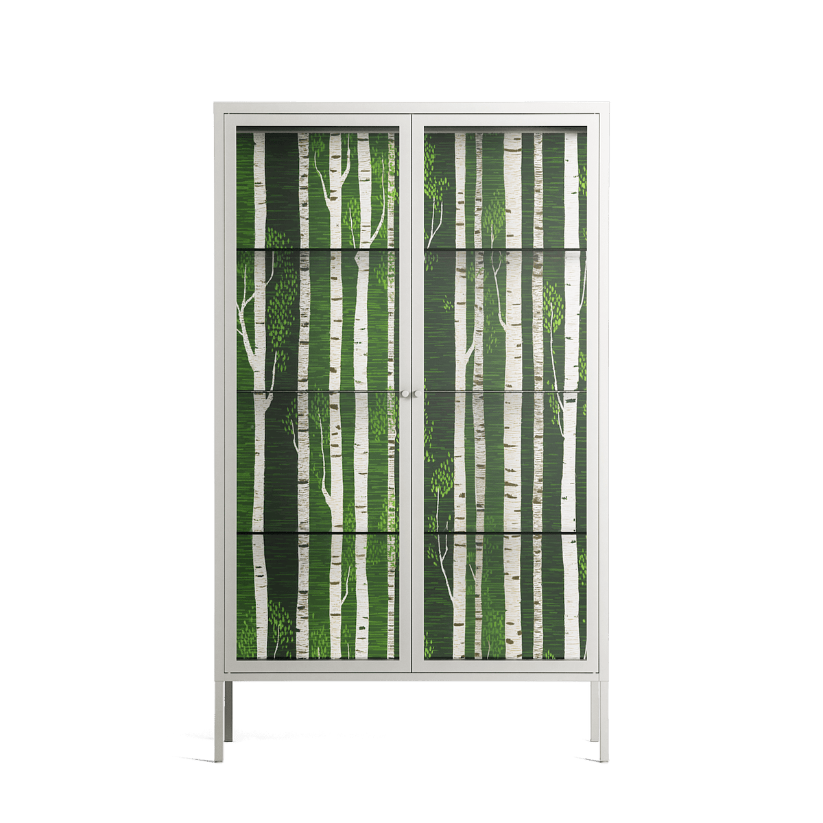 Björkskog - Cabinet - Nur Rydberg - Chalk - Clear glass