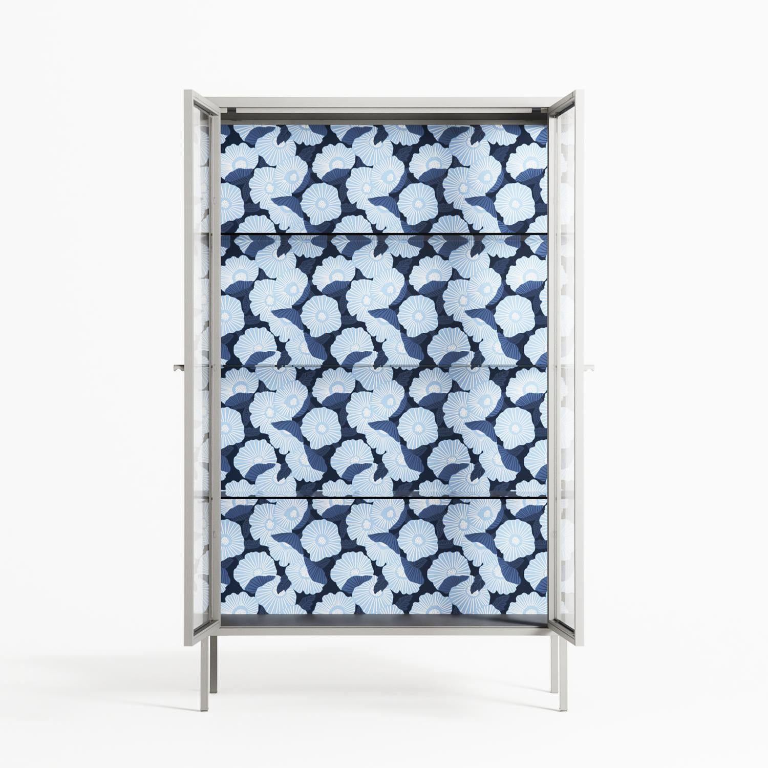 Blue Poppy 2 - Cabinet - Katie O’Shea - Chalk - Clear glass