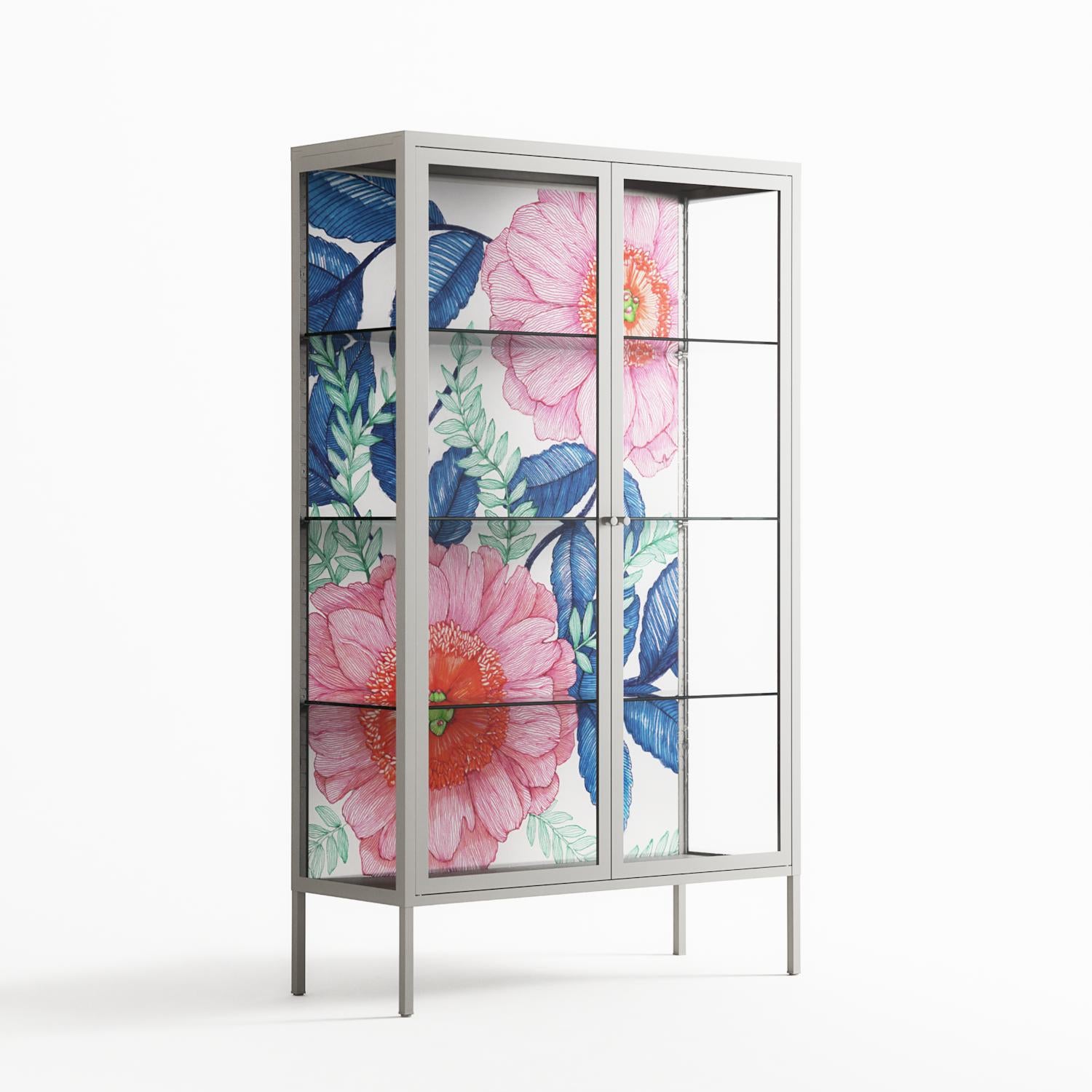 Pink Anemones - Cabinet - Katie O’Shea - Chalk - Clear glass