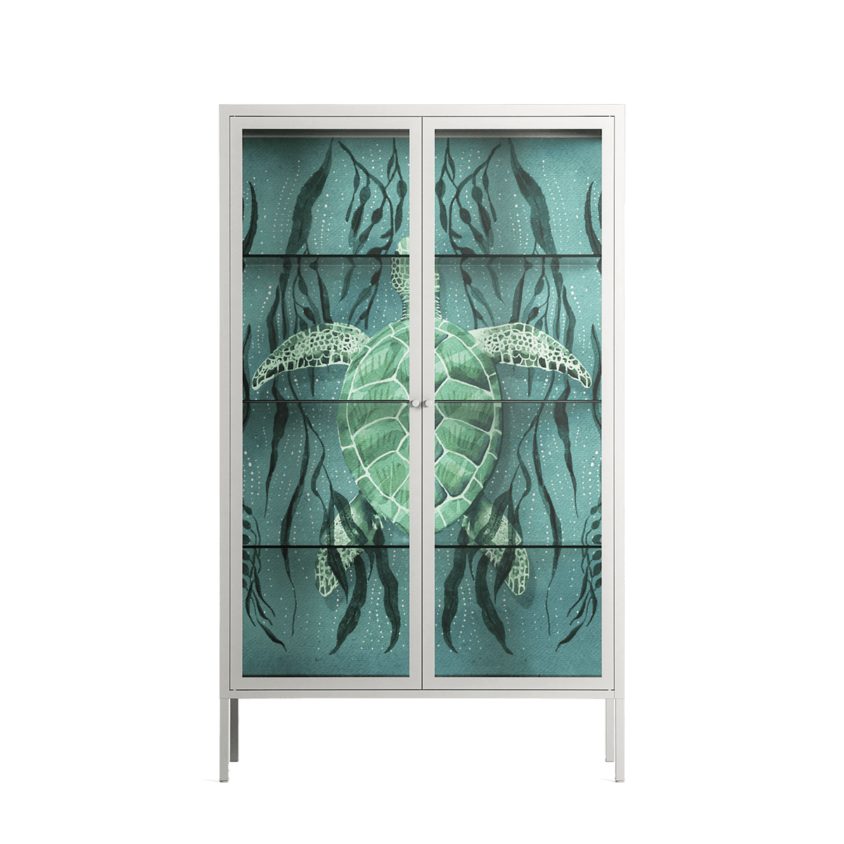 Turtle With Kelp - Cabinet - Katie O’Shea - Chalk - Clear glass