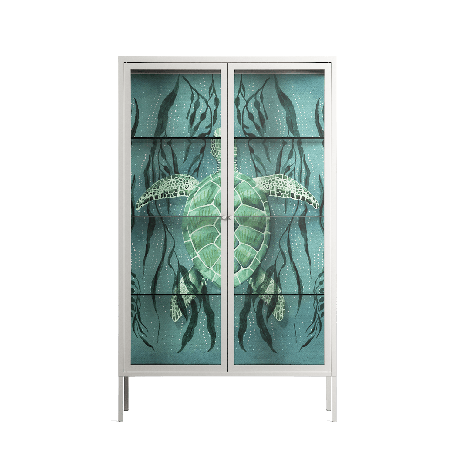 Turtle With Kelp - Cabinet - Katie O’Shea - Chalk - Clear glass
