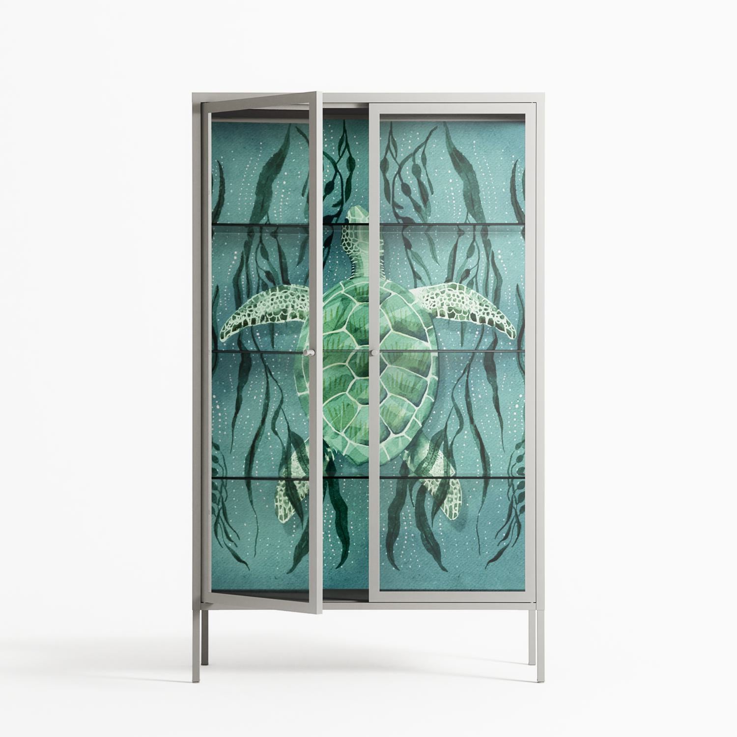 Turtle With Kelp - Cabinet - Katie O’Shea - Chalk - Clear glass