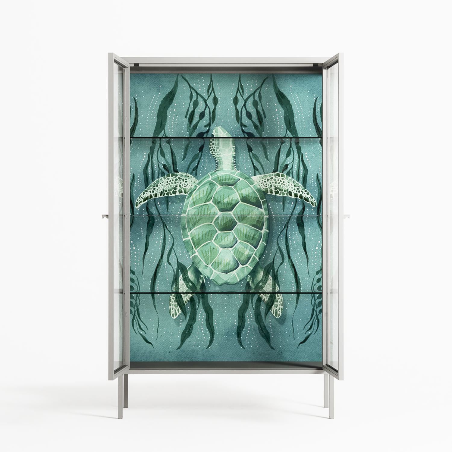 Turtle With Kelp - Cabinet - Katie O’Shea - Chalk - Clear glass