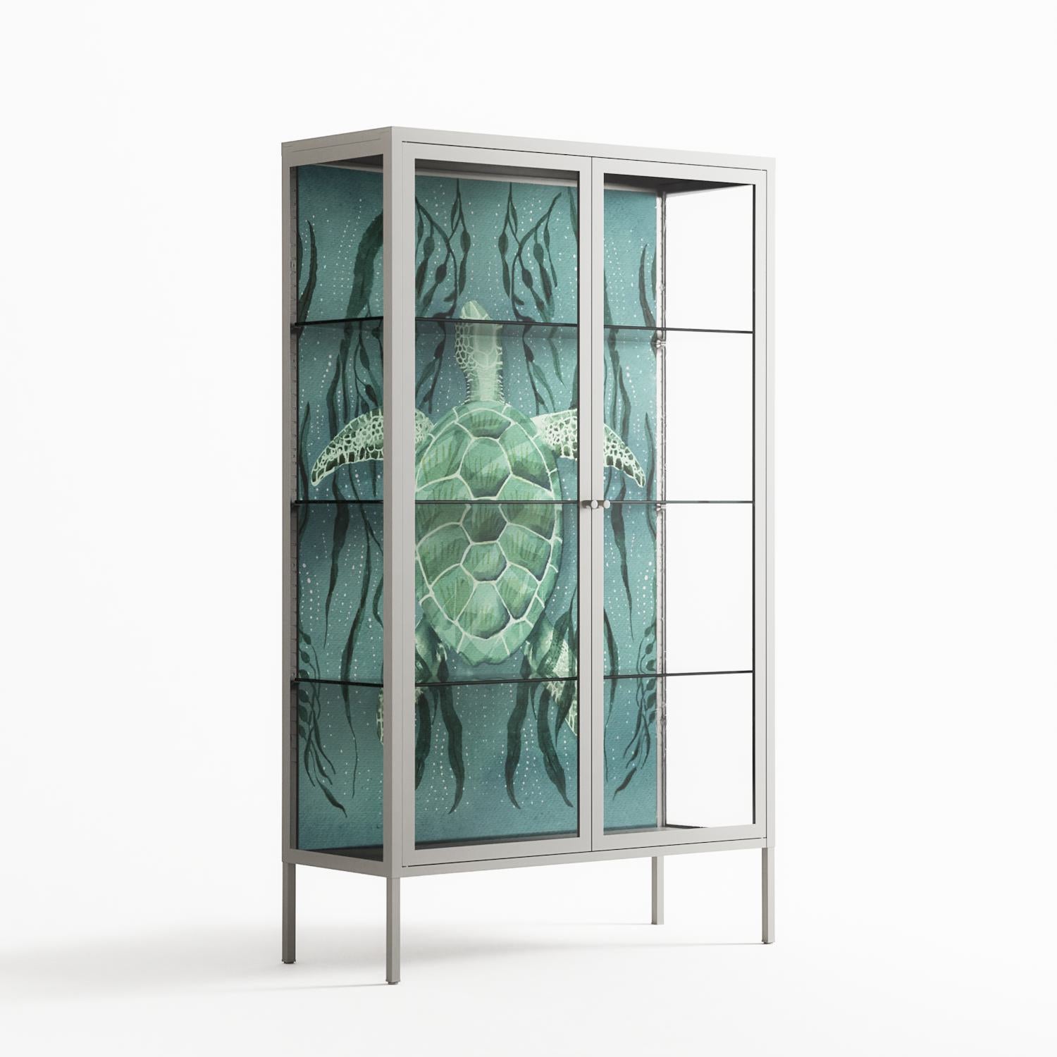 Turtle With Kelp - Cabinet - Katie O’Shea - Chalk - Clear glass