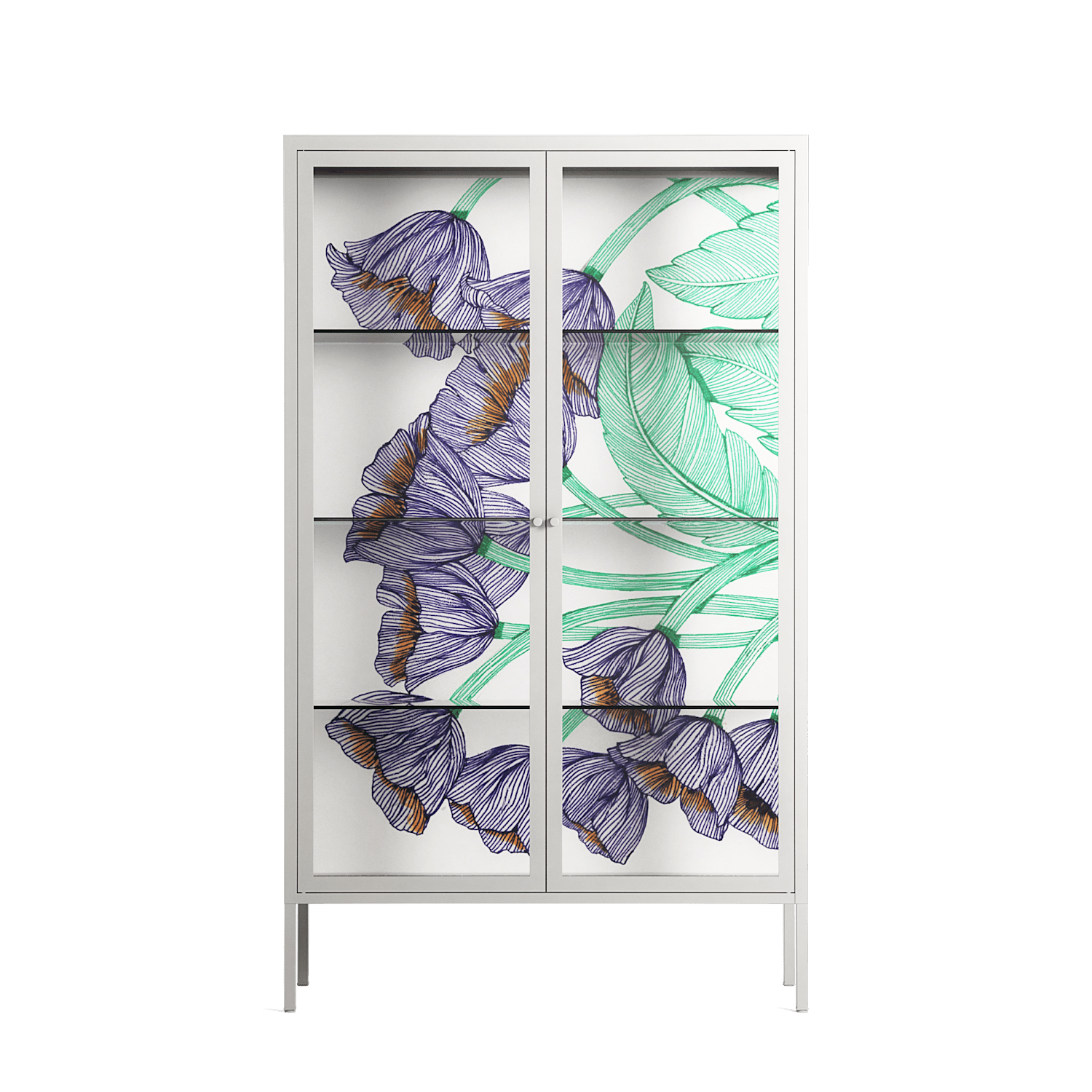 Tulips Purple - Cabinet - Katie O’Shea - Chalk - Clear glass