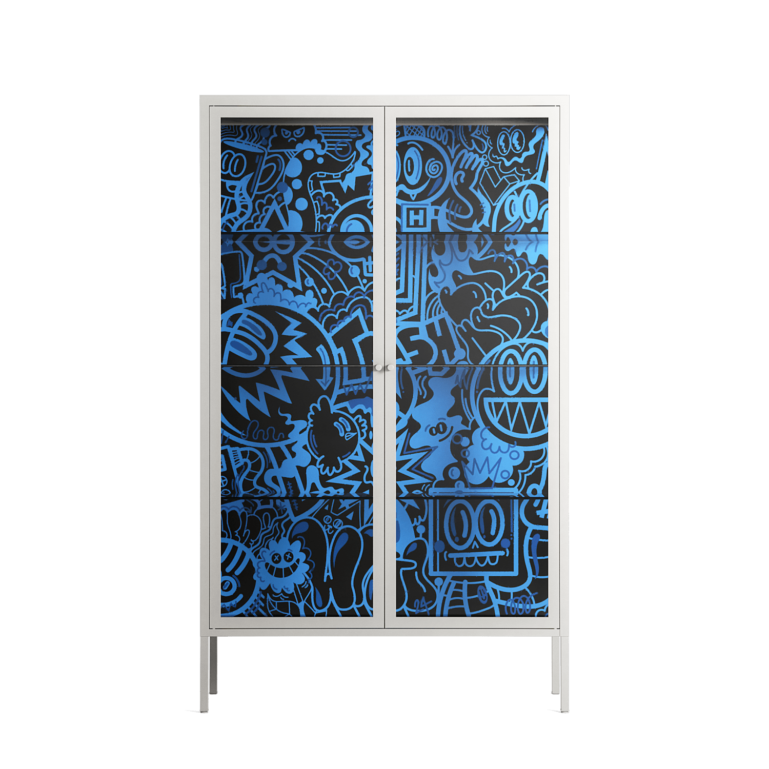 The Blue Line - Cabinet - Craig Watkins - Chalk - Clear glass