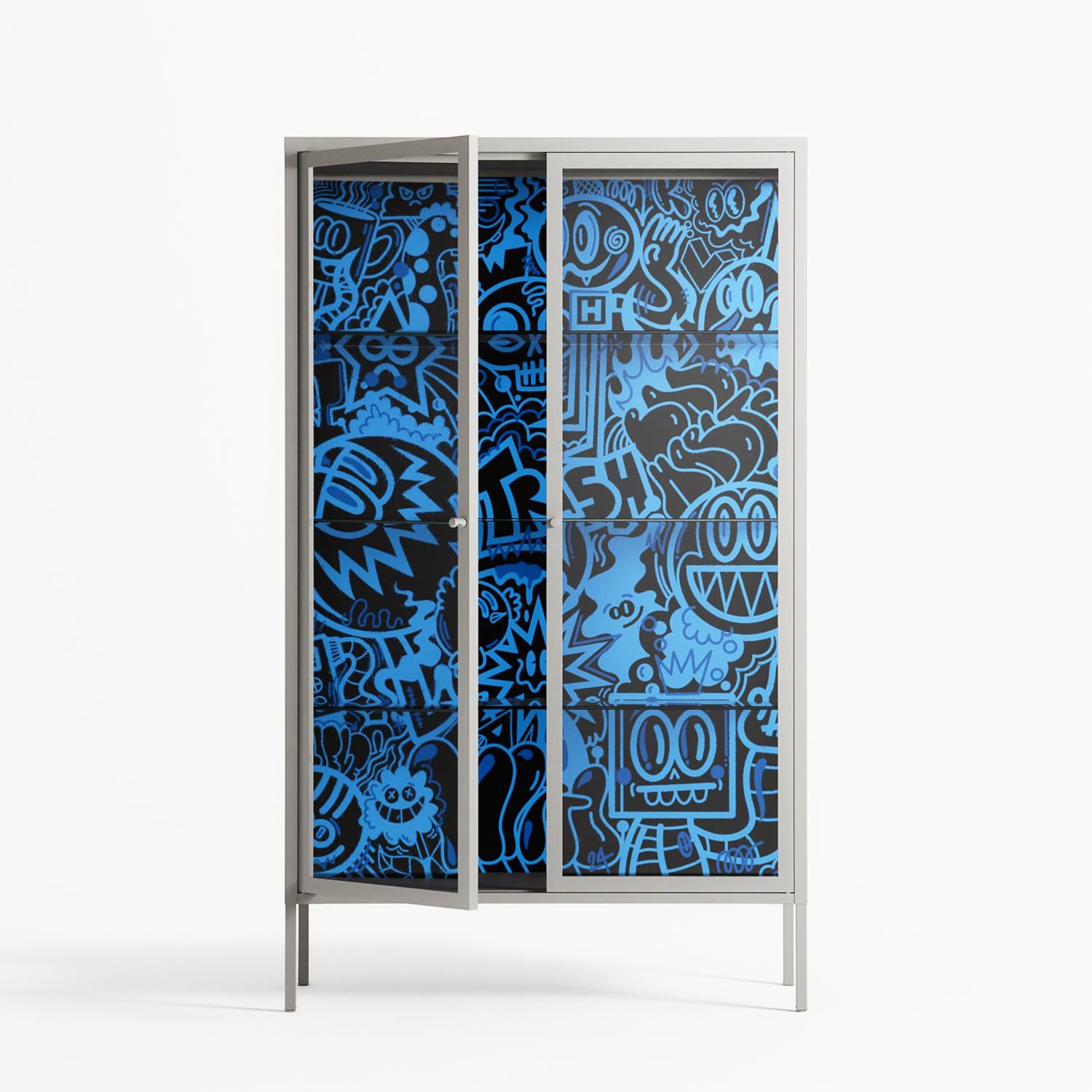 The Blue Line - Cabinet - Craig Watkins - Chalk - Clear glass