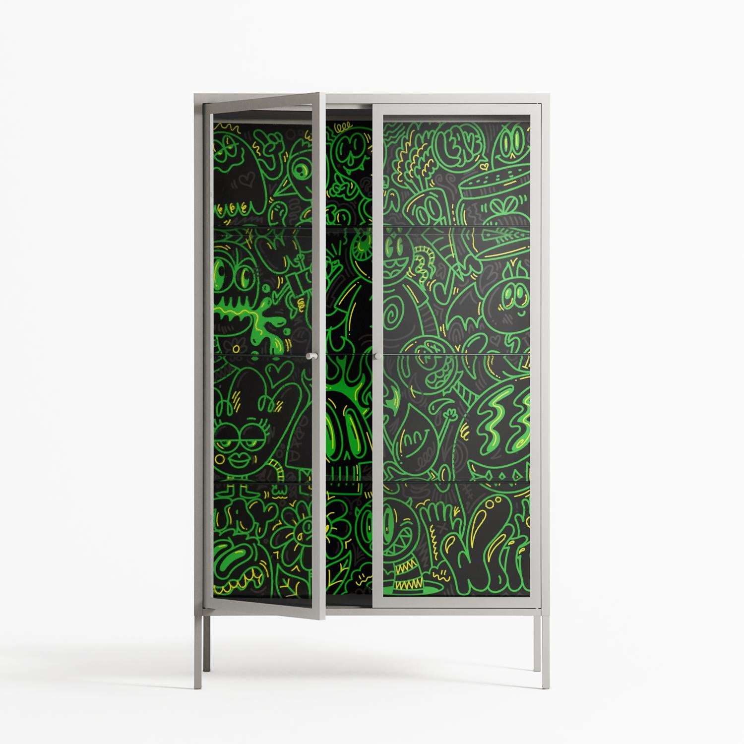 Wottosque Green - Cabinet - Craig Watkins - Chalk - Clear glass
