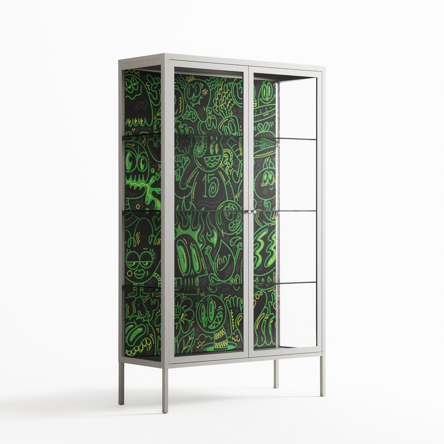 Wottosque Green - Cabinet - Craig Watkins - Chalk - Clear glass