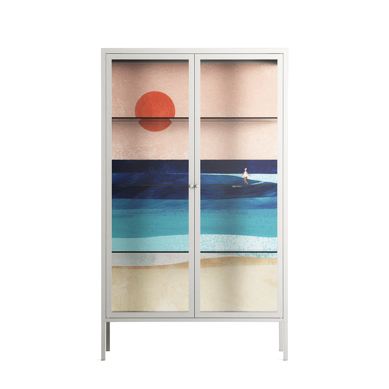 The Wave - Cabinet - Henry Rivers - Chalk - Clear glass