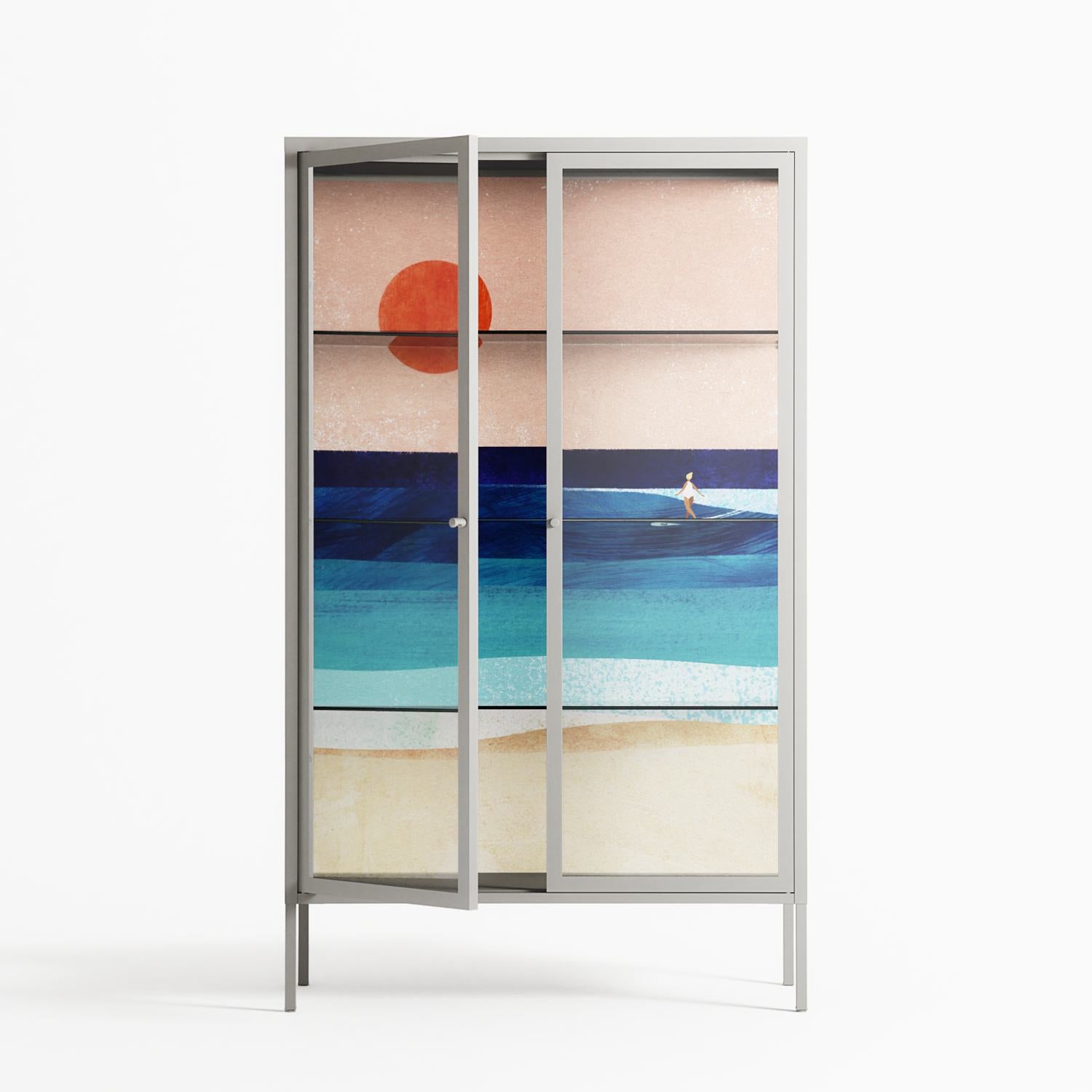 The Wave - Cabinet - Henry Rivers - Chalk - Clear glass
