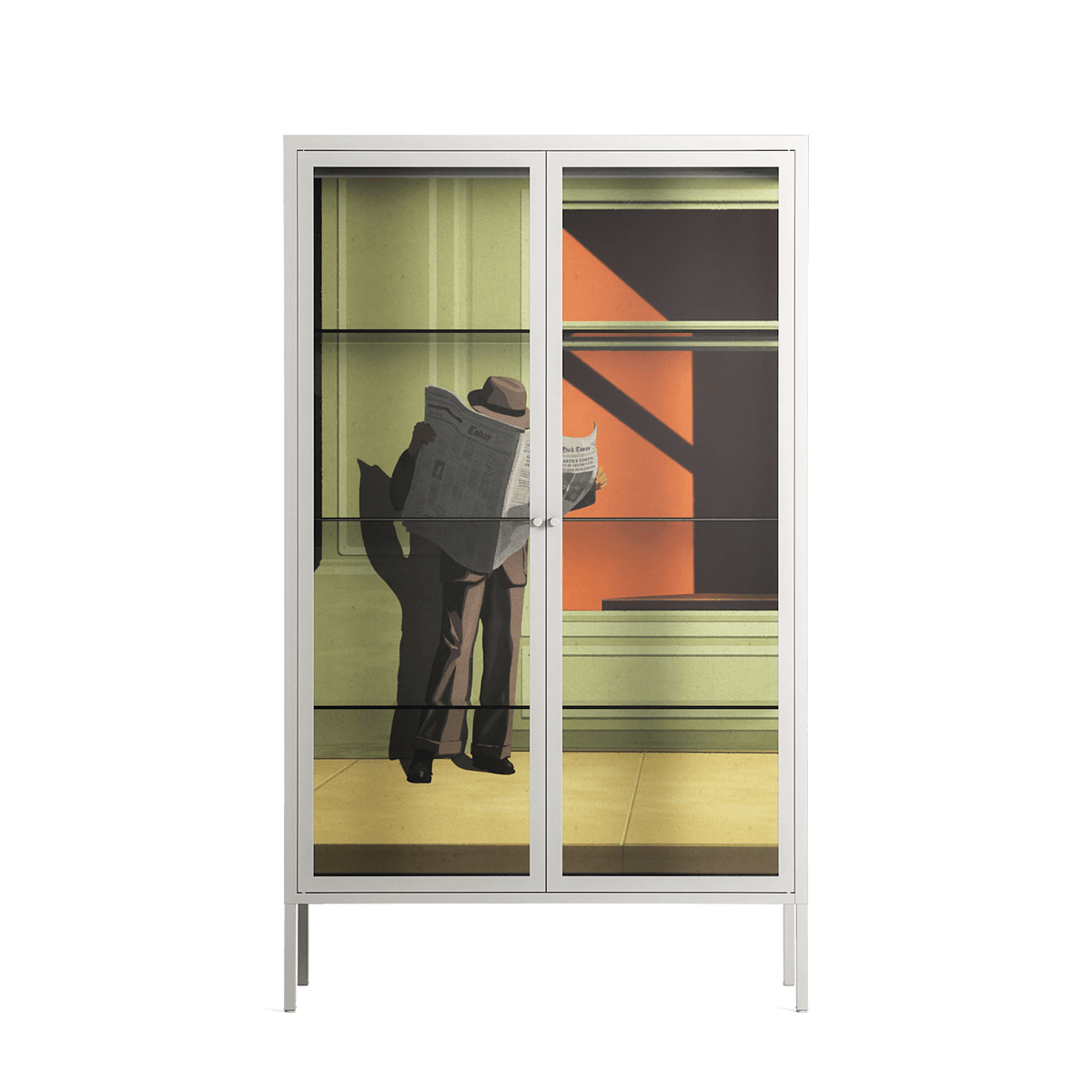 Anonymous Reader - Cabinet - Kristin Eriksson - Chalk - Clear glass
