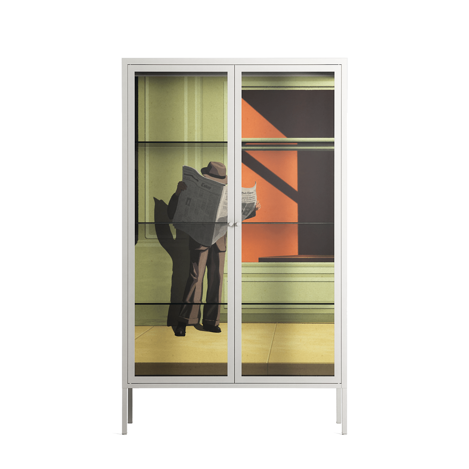 Anonymous Reader - Cabinet - Kristin Eriksson - Chalk - Clear glass