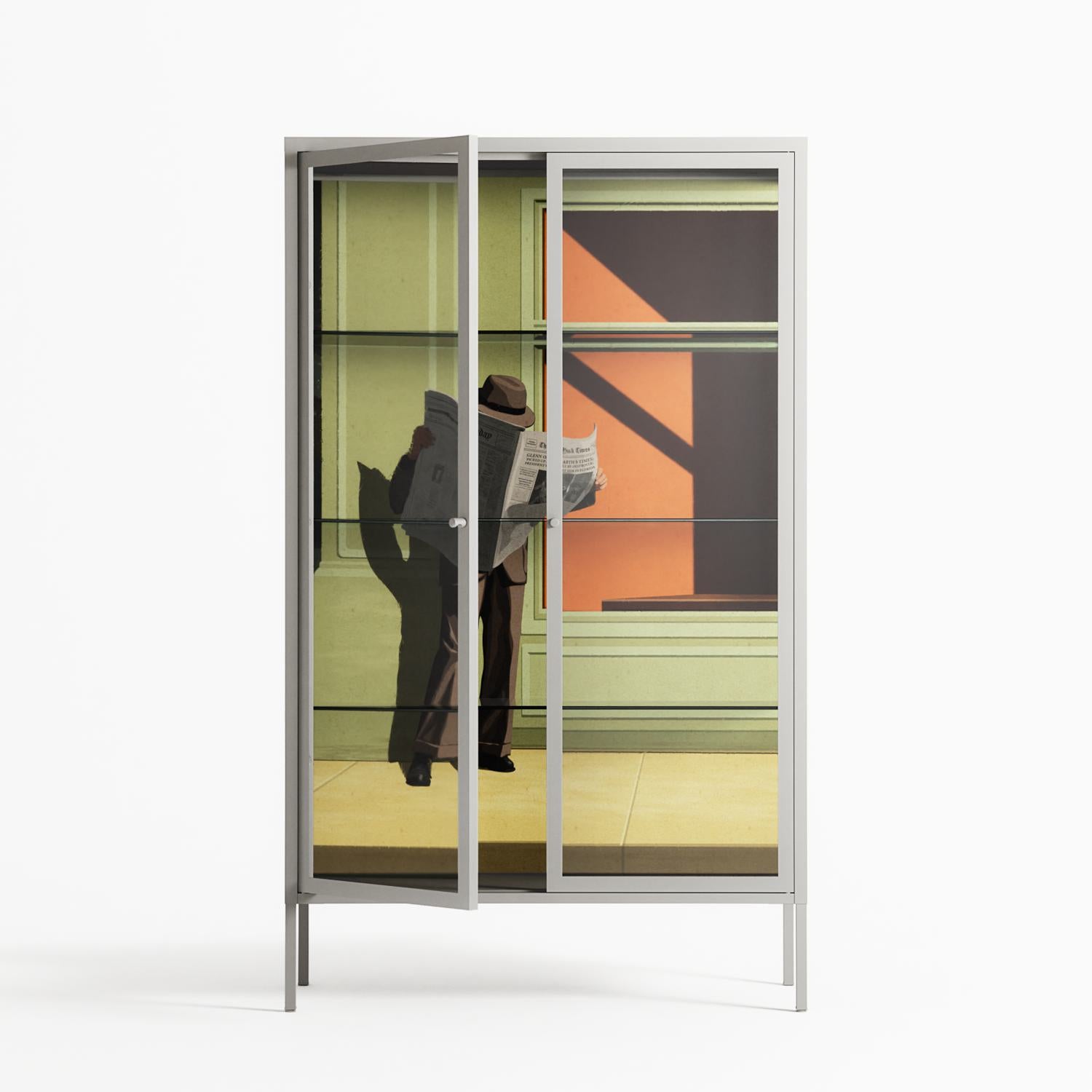 Anonymous Reader - Cabinet - Kristin Eriksson - Chalk - Clear glass