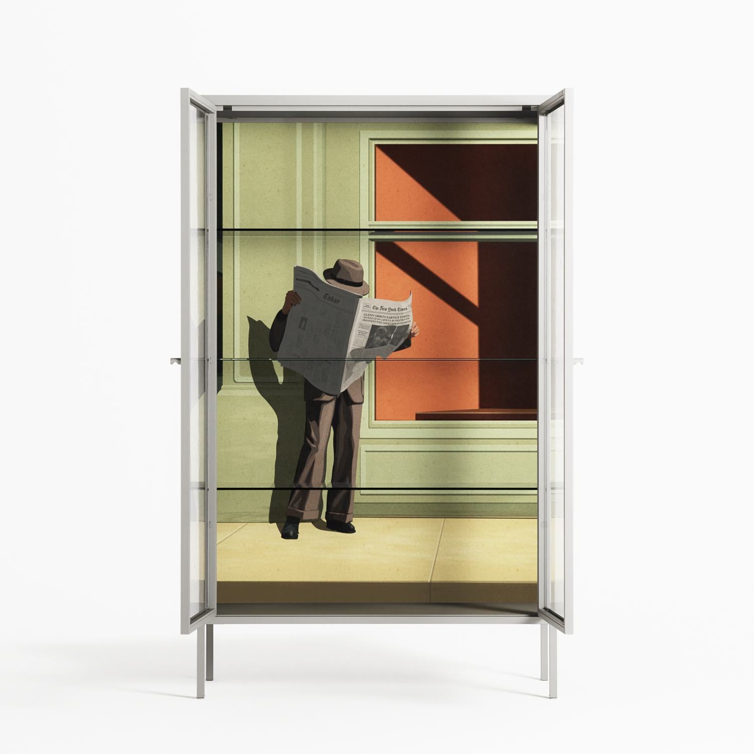 Anonymous Reader - Cabinet - Kristin Eriksson - Chalk - Clear glass