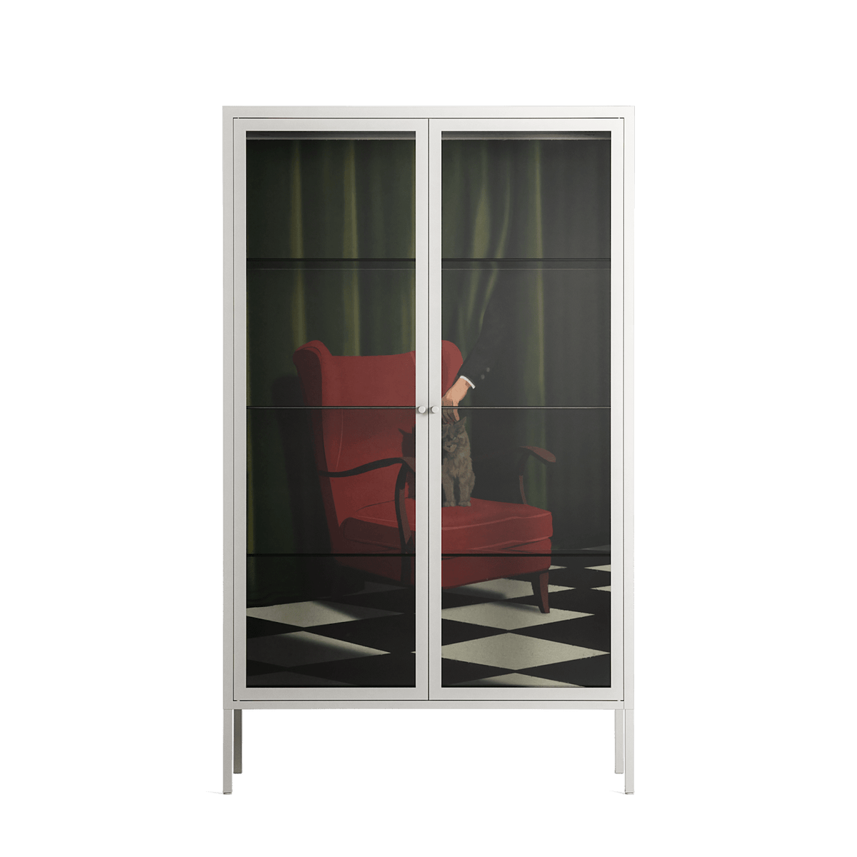 The Man Behind The Curtain - Cabinet - Kristin Eriksson - Chalk - Clear glass