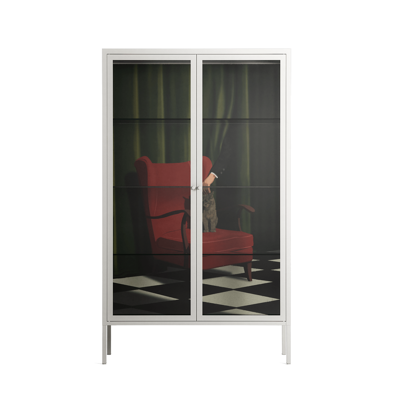 The Man Behind The Curtain - Cabinet - Kristin Eriksson - Chalk - Clear glass