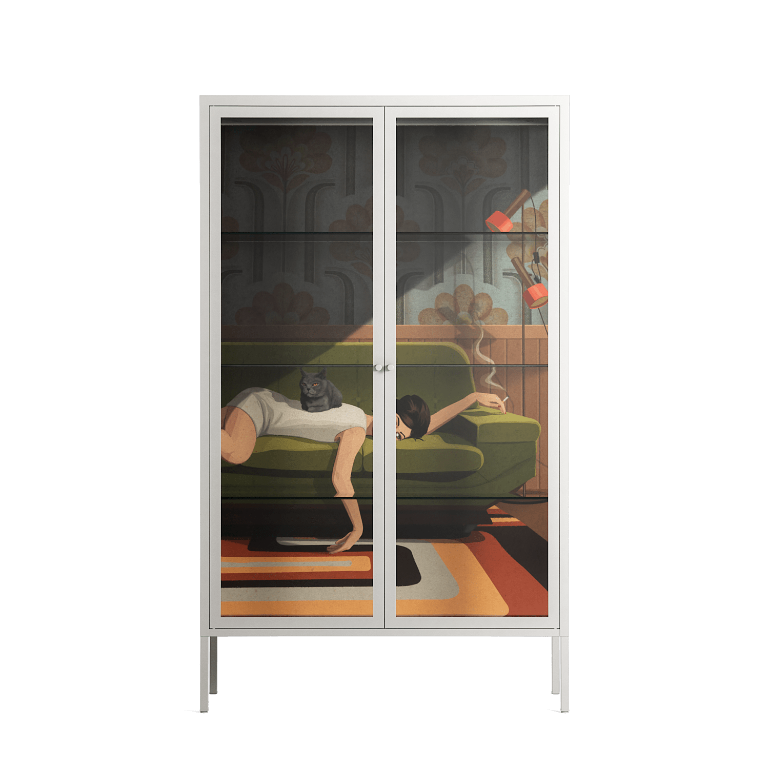 Waiting Game - Cabinet - Kristin Eriksson - Chalk - Clear glass