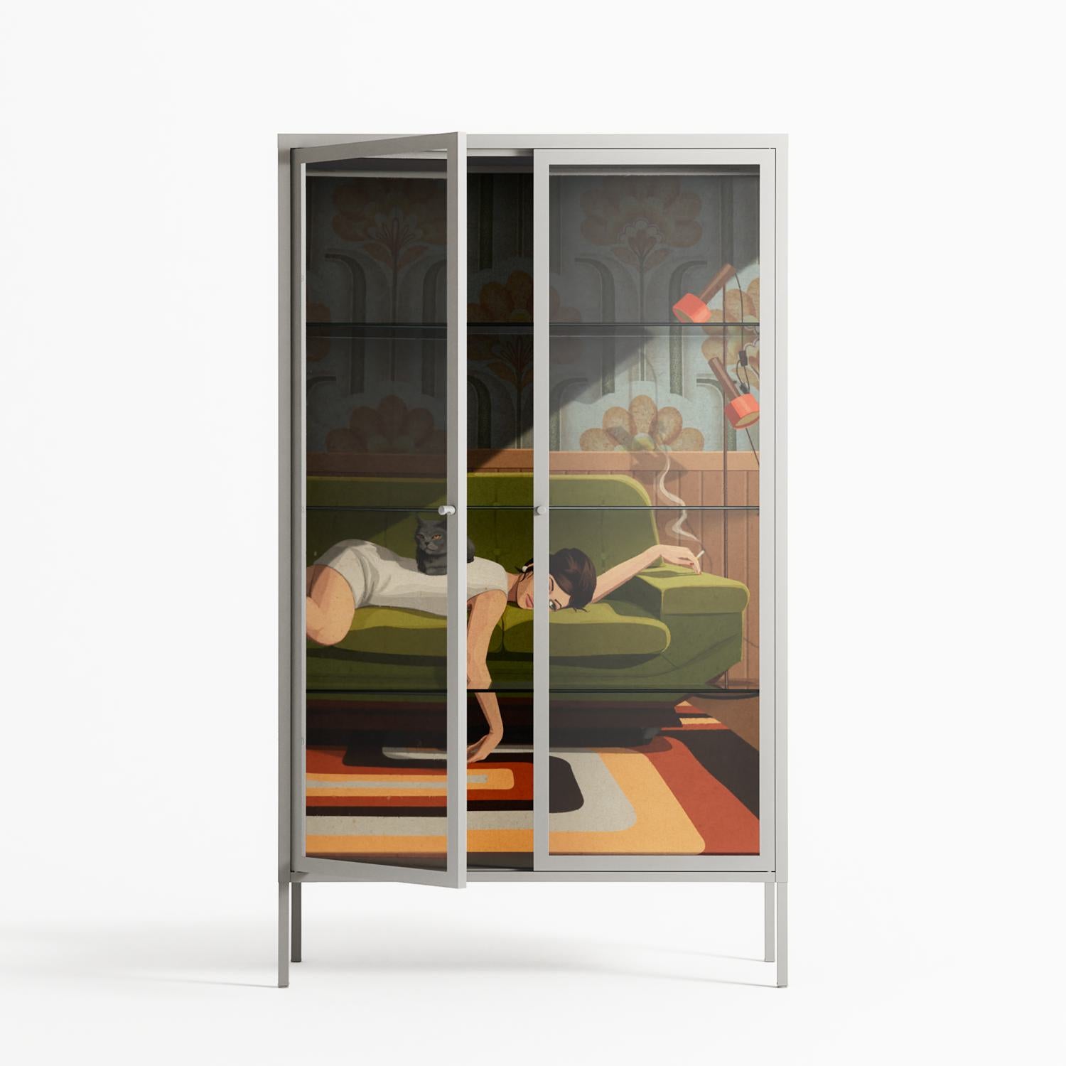 Waiting Game - Cabinet - Kristin Eriksson - Chalk - Clear glass