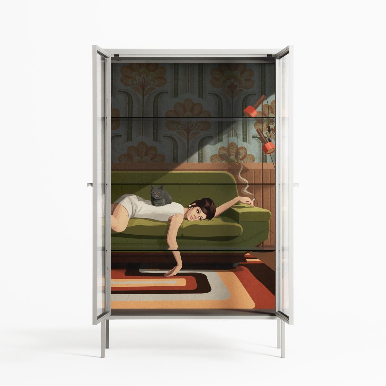 Waiting Game - Cabinet - Kristin Eriksson - Chalk - Clear glass