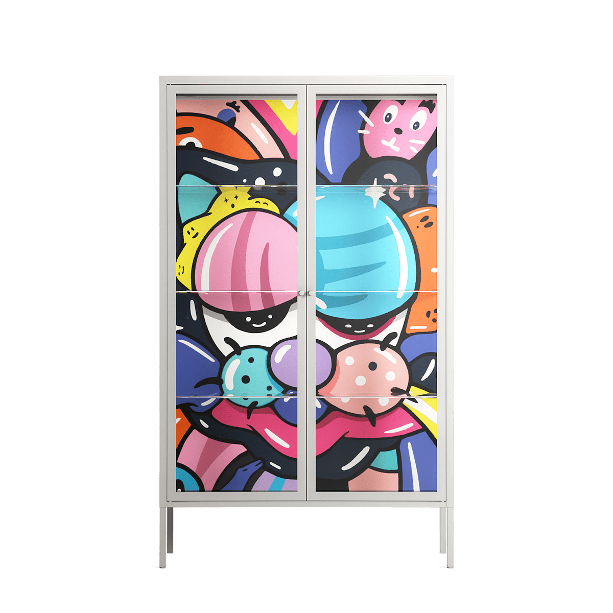 Sansone - Cabinet - Maddalena Fanfani - Chalk - Clear glass