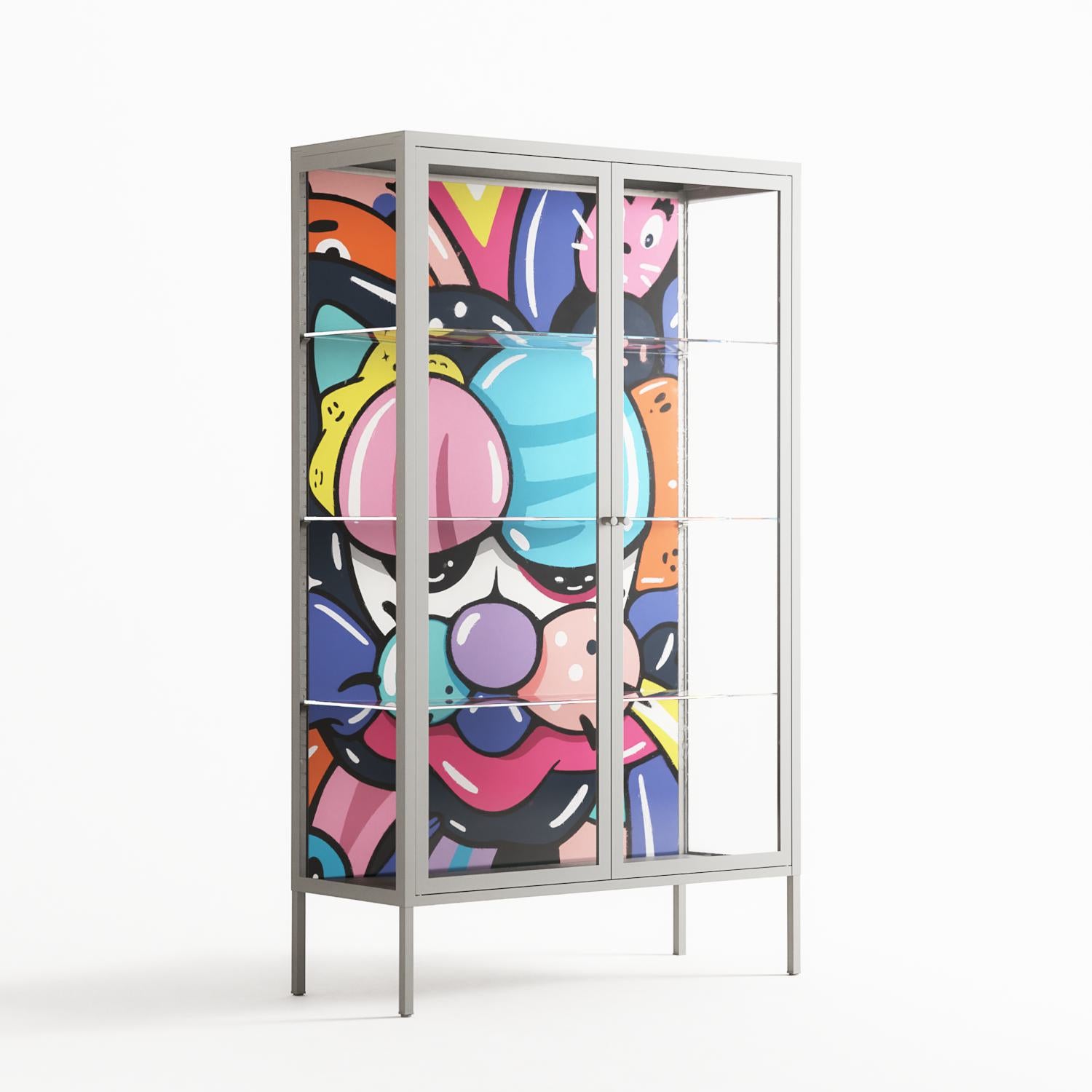 Sansone - Cabinet - Maddalena Fanfani - Chalk - Clear glass
