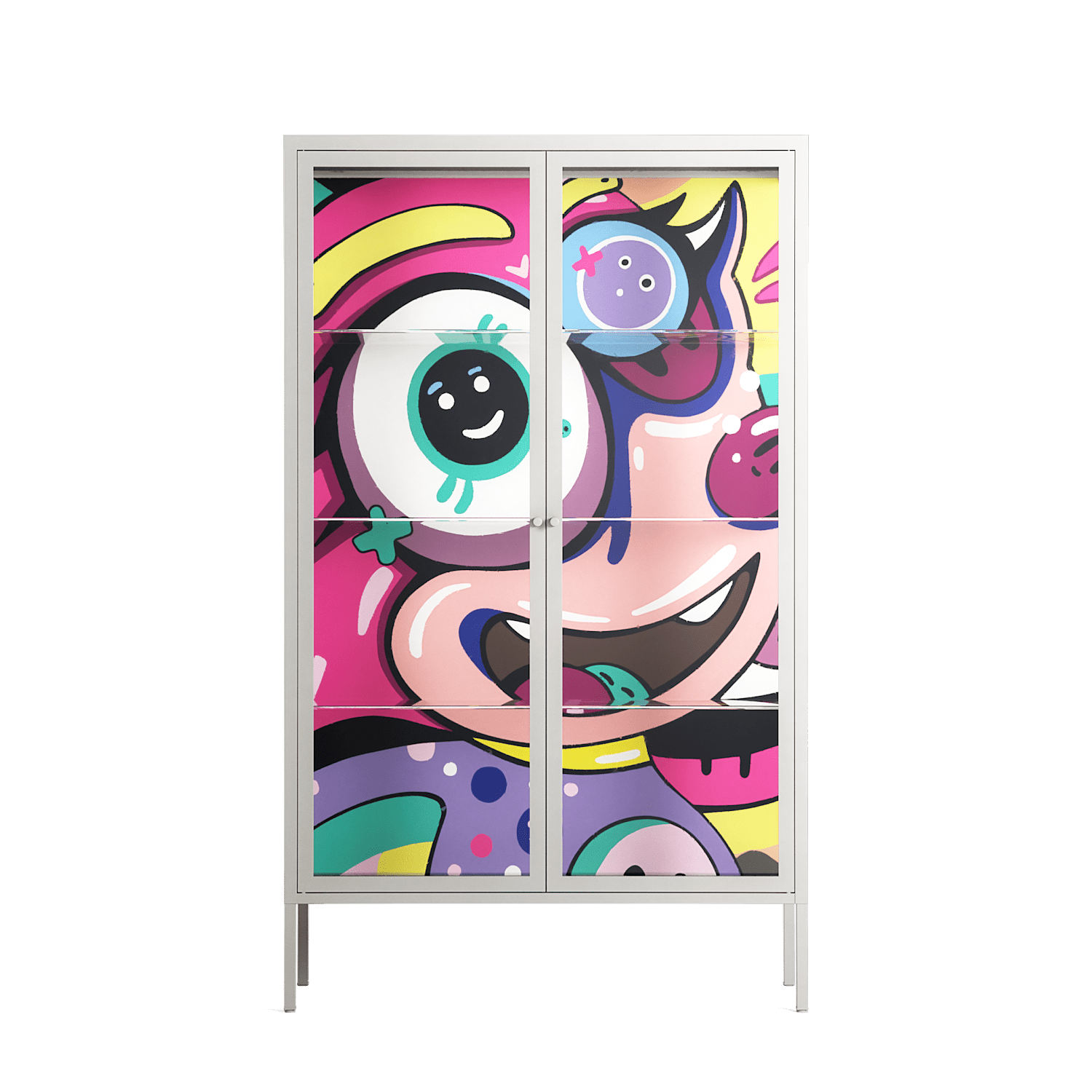 HappyFe - Cabinet - Maddalena Fanfani - Chalk - Clear glass