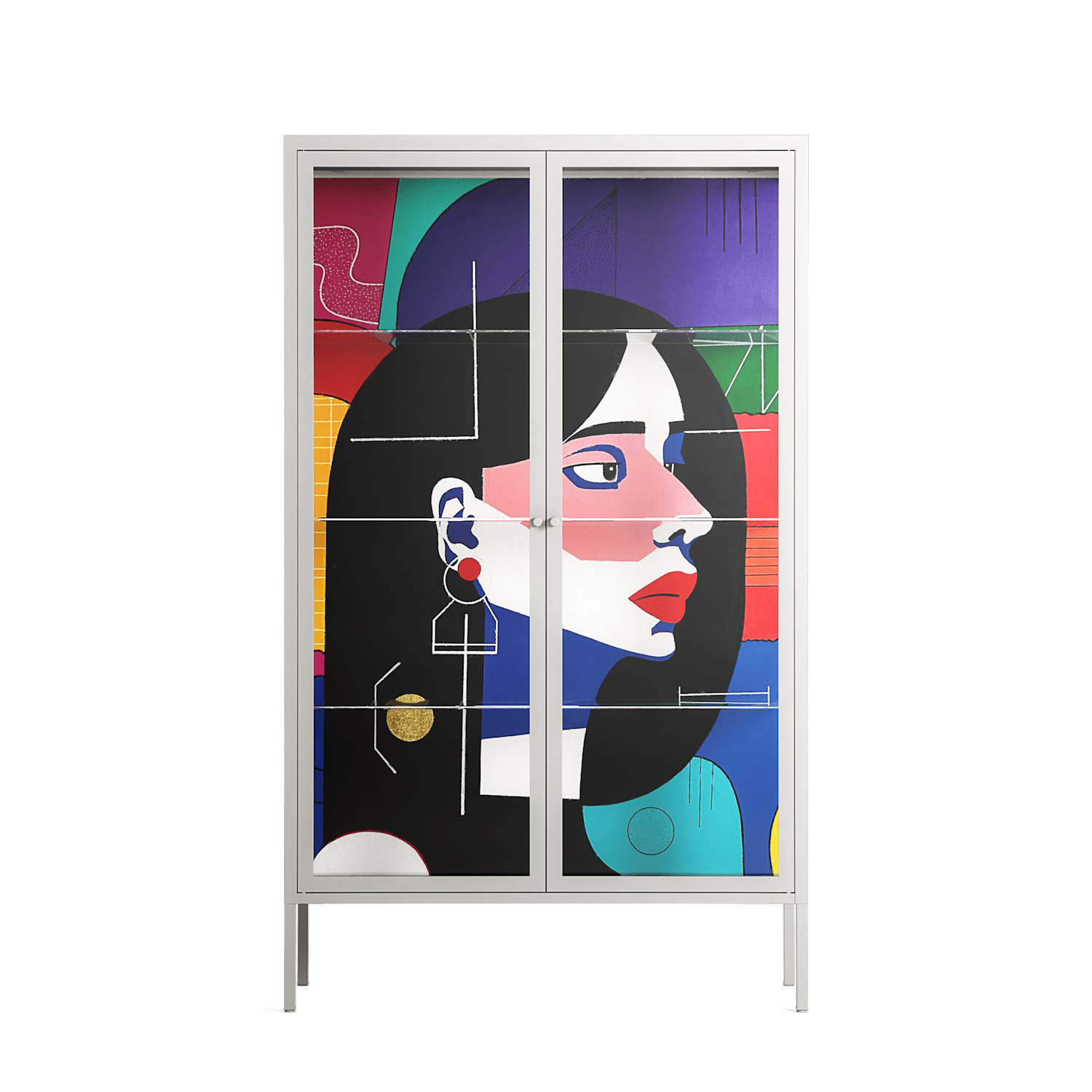 Chained To Perception - Cabinet - Mathilda Kienast - Chalk - Clear glass