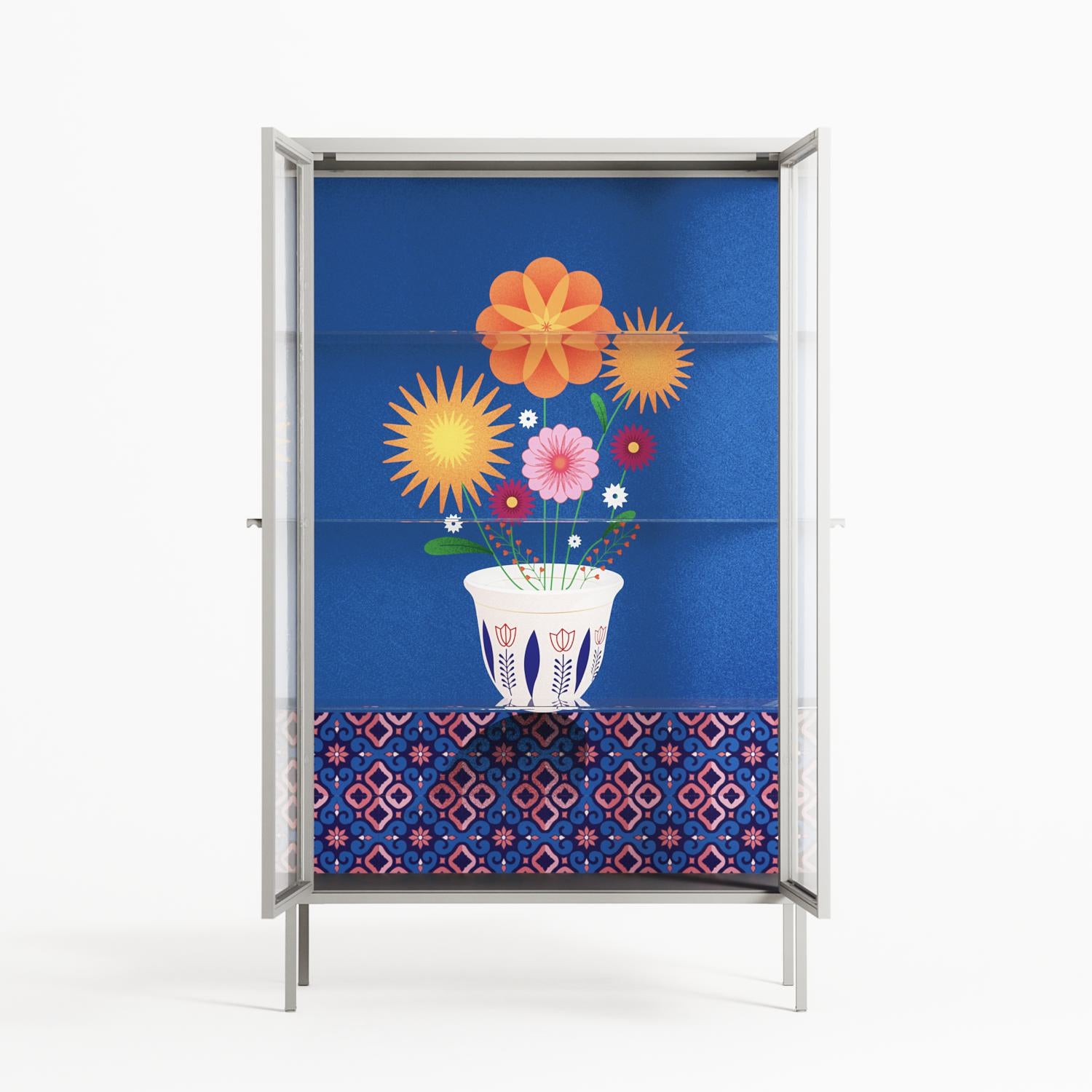Flower Cup - Cabinet - Mo Kalache - Chalk - Clear glass