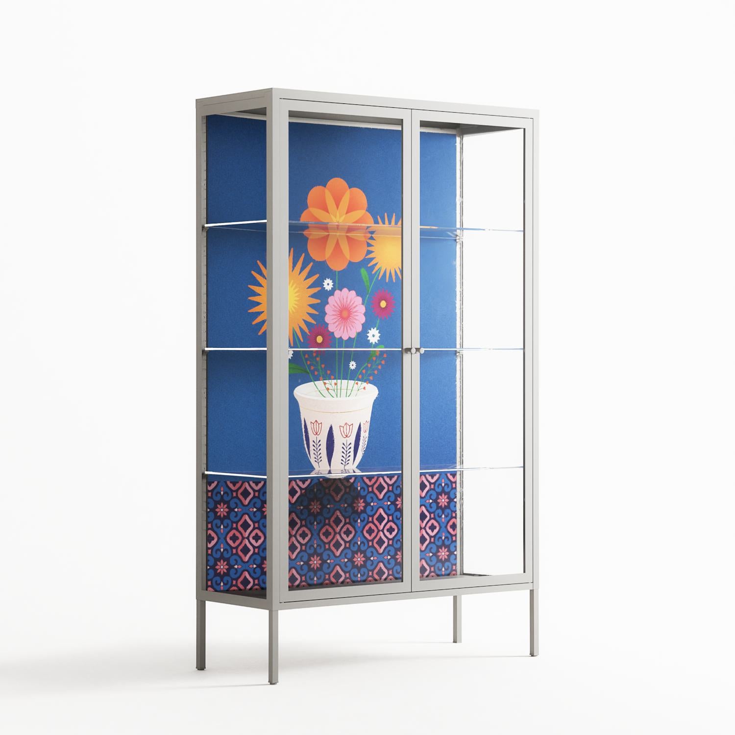 Flower Cup - Cabinet - Mo Kalache - Chalk - Clear glass