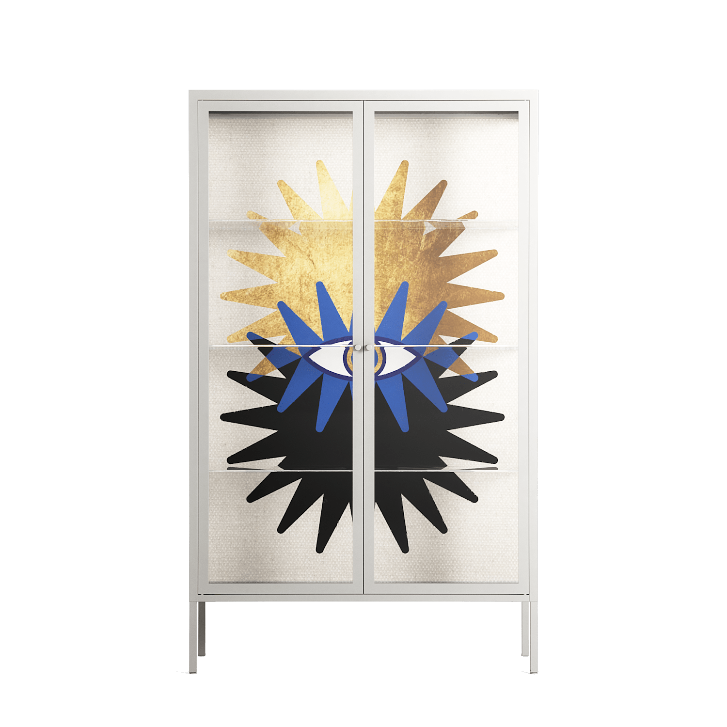 Evil Eye Sun - Cabinet - Mo Kalache - Chalk - Clear glass