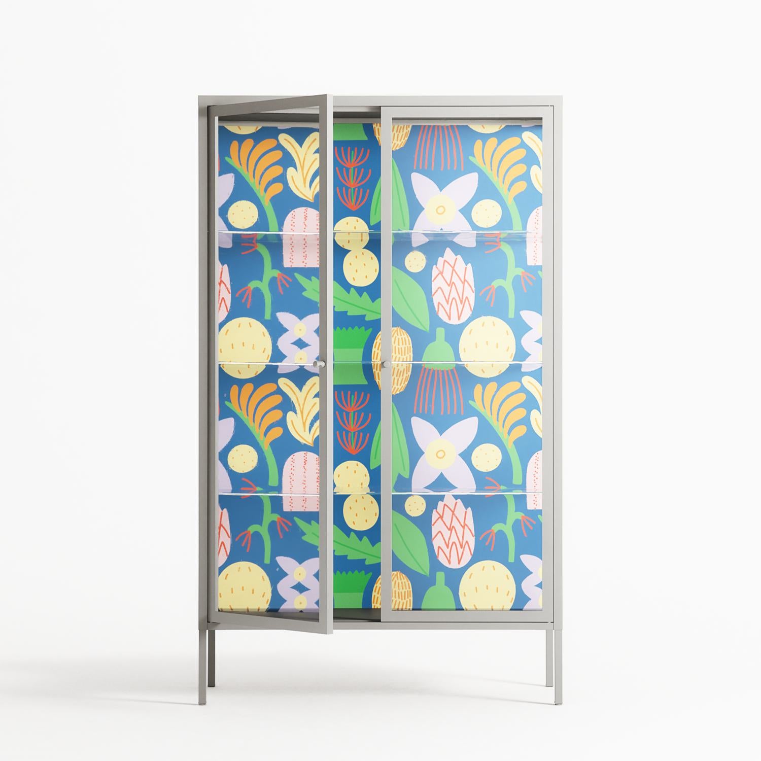 Shapes Blue - Cabinet - Lydia Greaves - Chalk - Clear glass