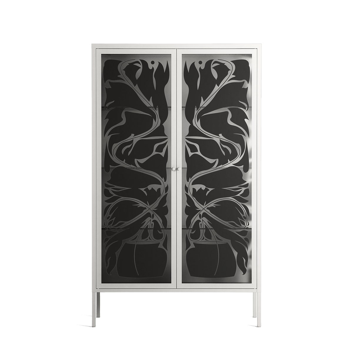 Black Potted Plant - Cabinet - Konrad Blaszczyk - Chalk - Overlay Glass