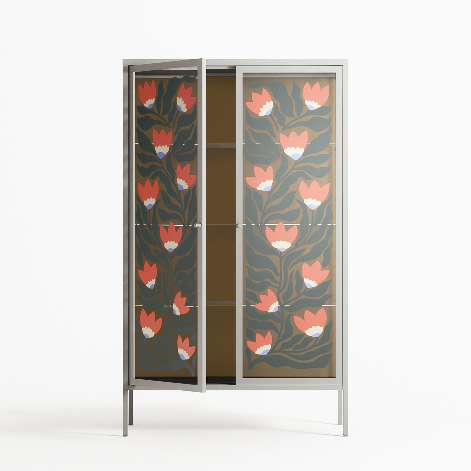 Blooming Folk Garden - Cabinet - Sandra Hutter - Chalk - Overlay Glass