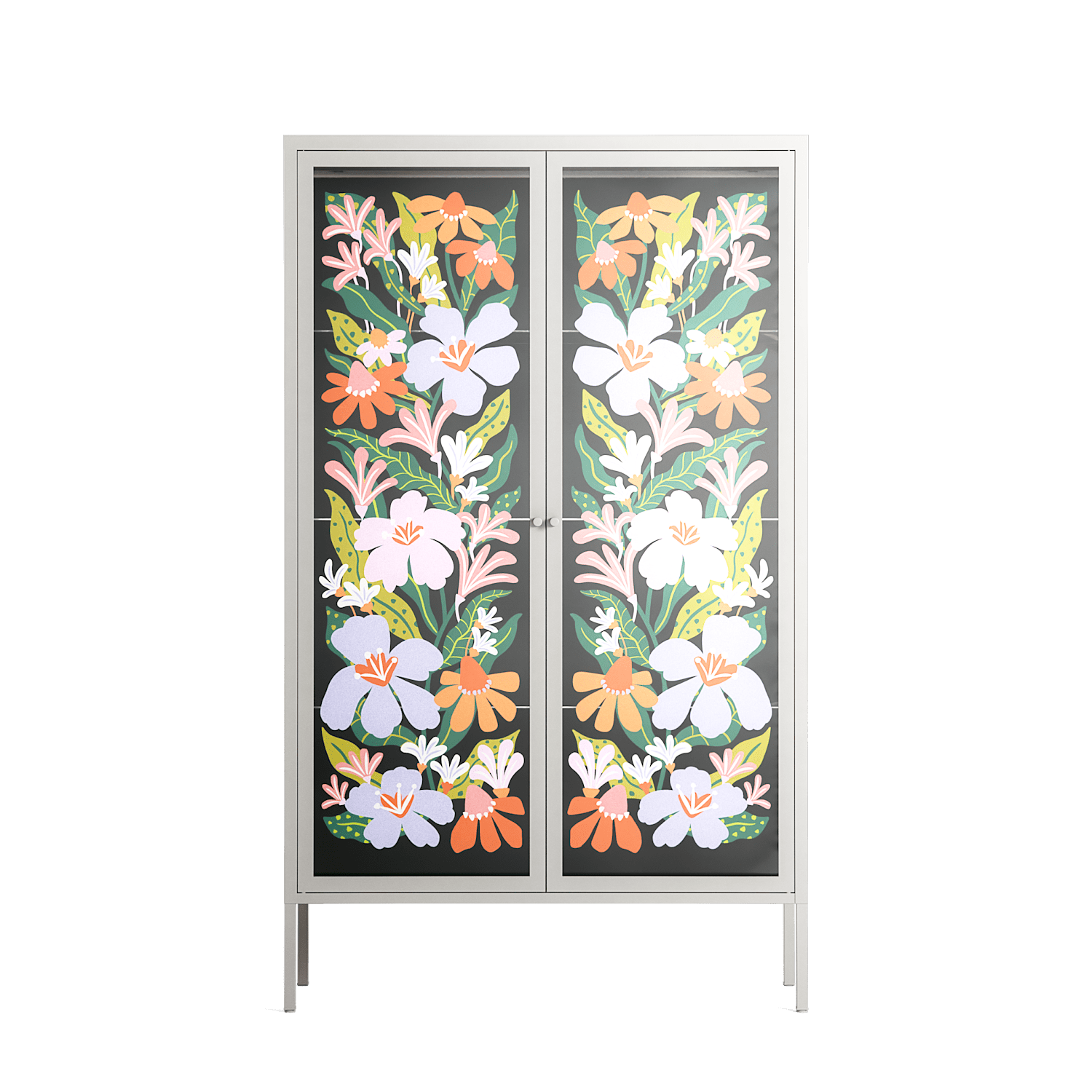 Floral Delight - Cabinet - Sandra Hutter - Chalk - Overlay Glass